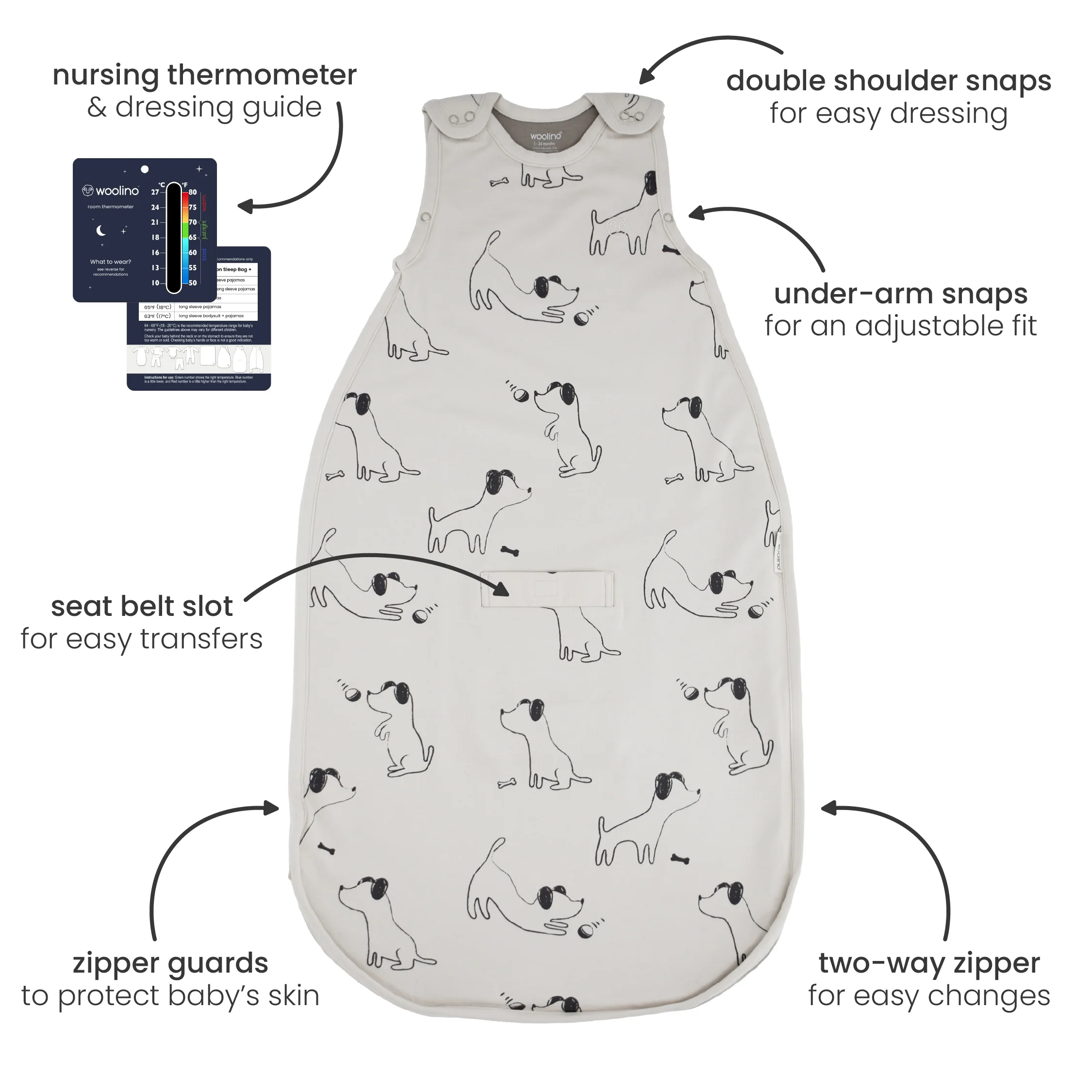 4 Season® Ultimate Baby Sleep Bag, Merino Wool & Organic Cotton, Sheep - Image 8