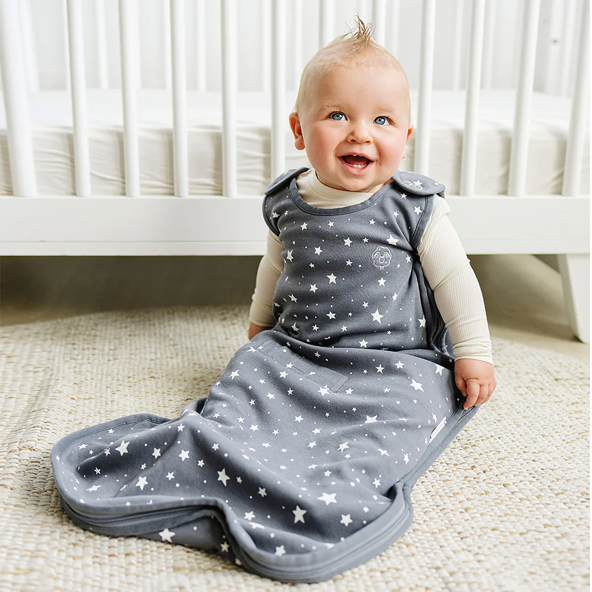4 Season® Ultimate Baby Sleep Bag, Merino Wool & Organic Cotton, Star Gray - Image 3