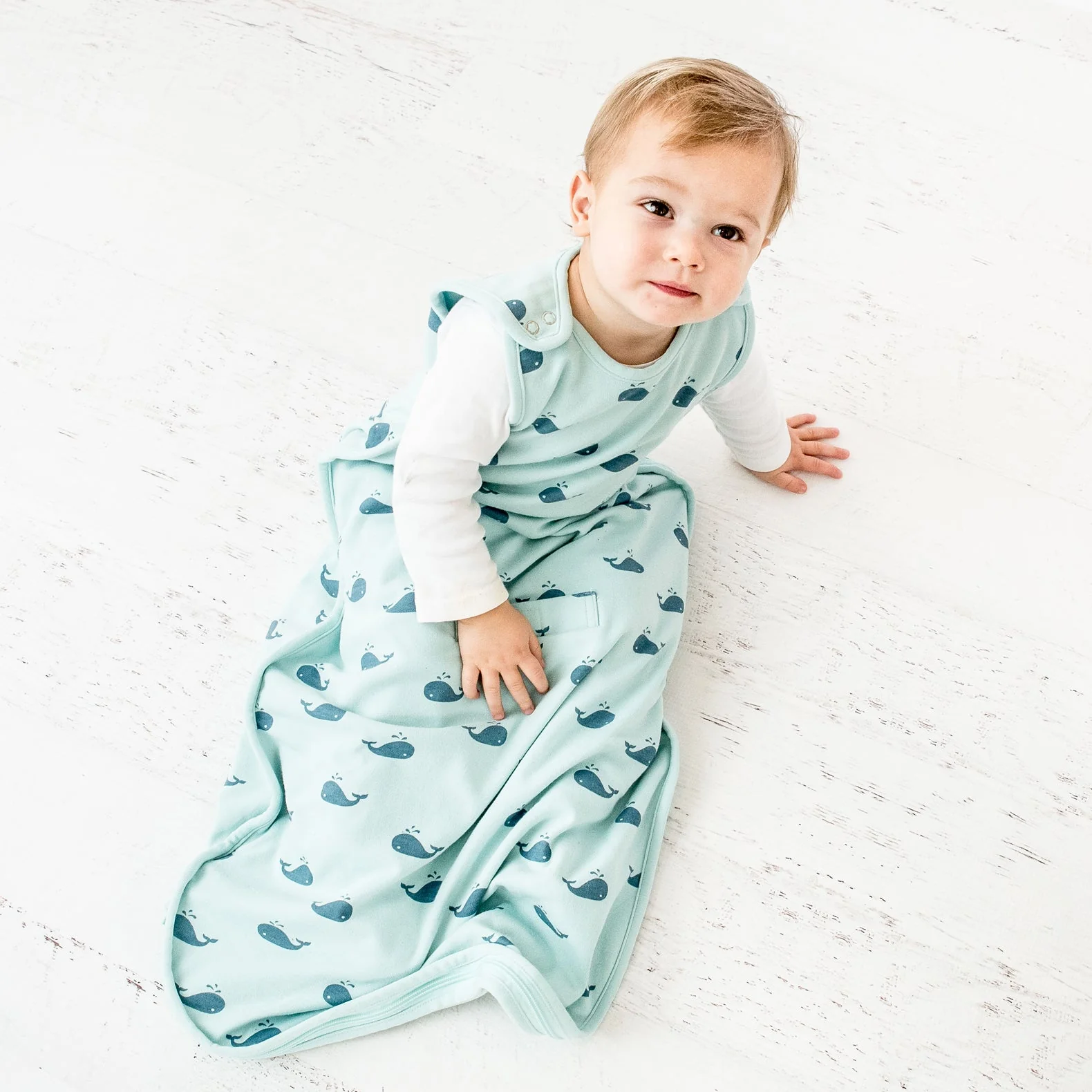 4 Season® Ultimate Baby Sleep Bag, Merino Wool & Organic Cotton, Whales - Image 3
