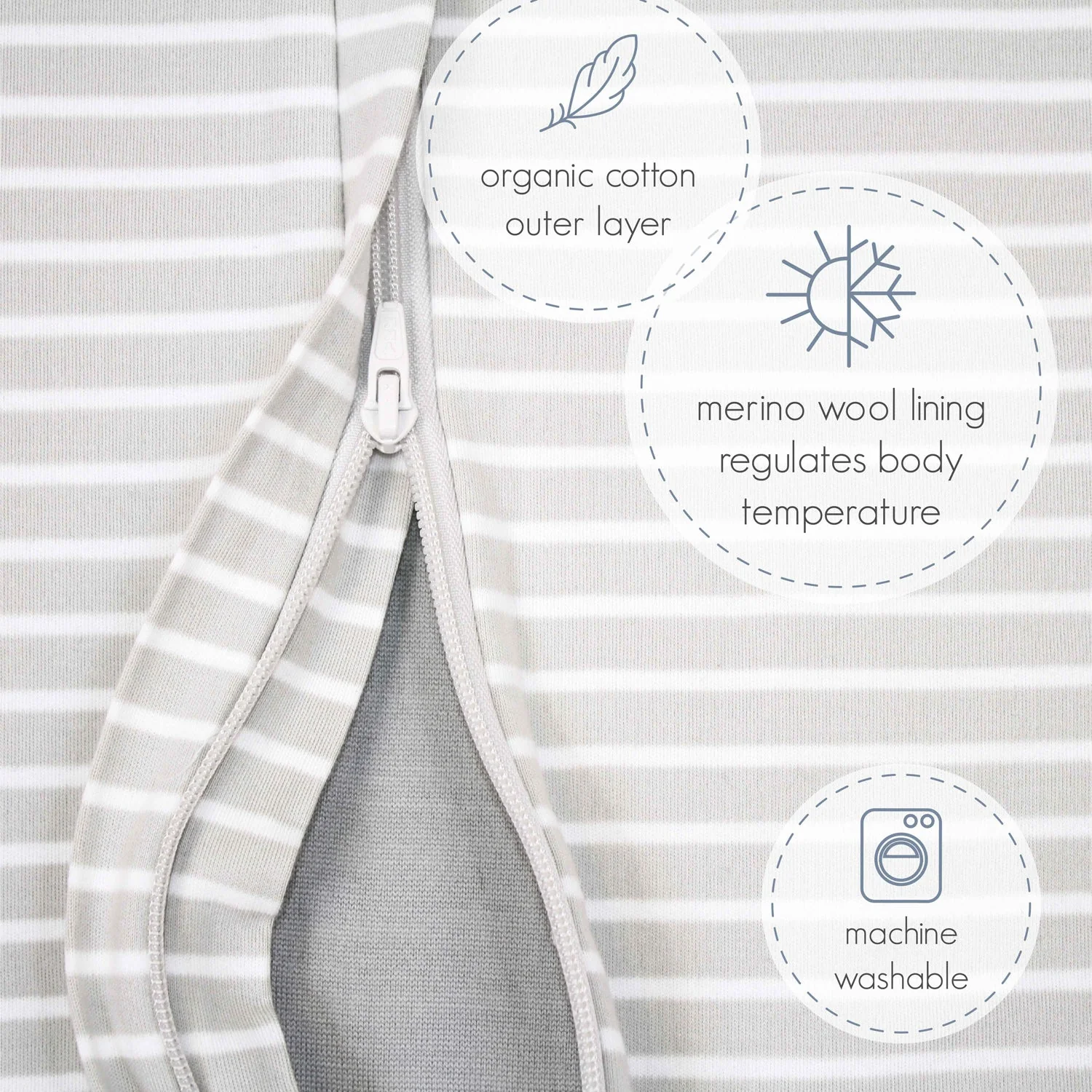 4 Season® Baby Sleep Bag with Feet, Merino Wool & Organic Cotton, Butterfly - Image 10