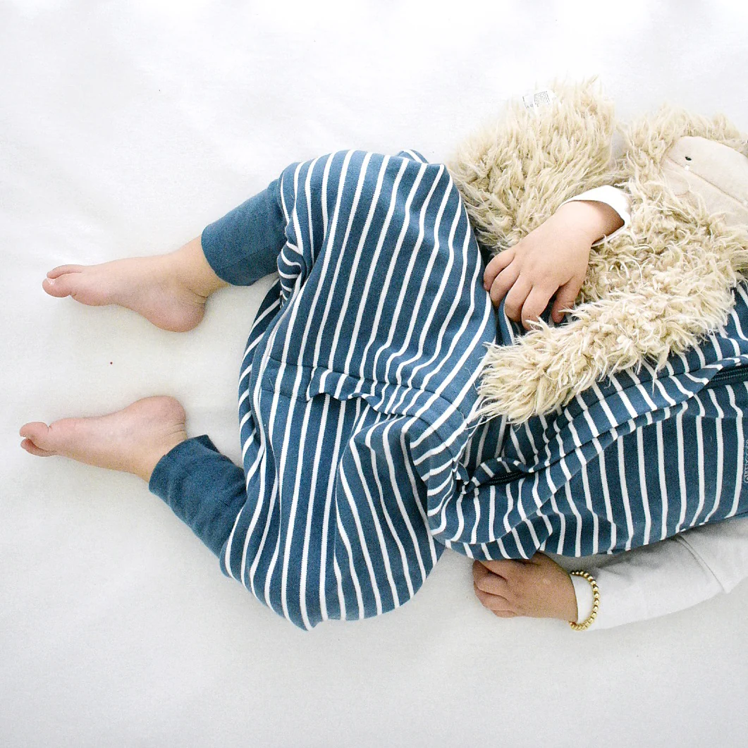 4 Season® Baby Sleep Bag with Feet, Merino Wool & Organic Cotton, Navy Blue - Image 4