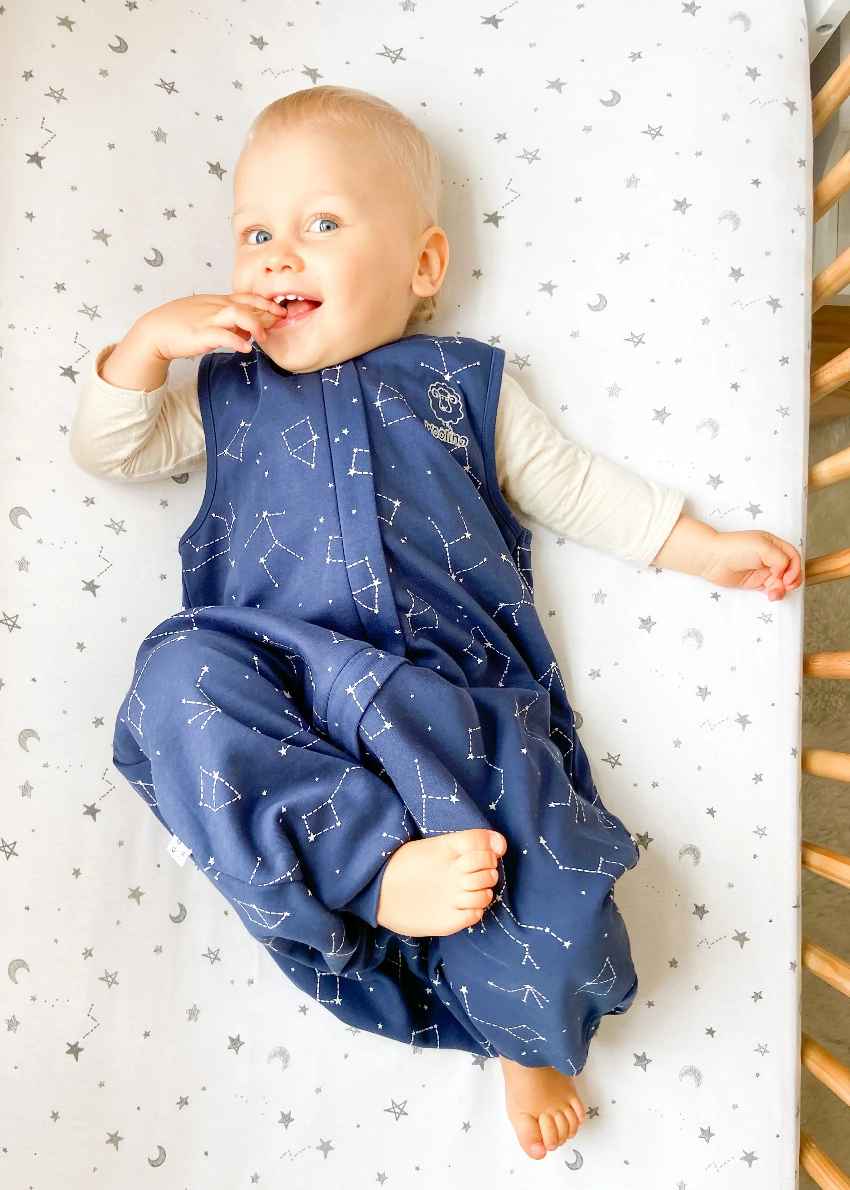 4 Season® Baby Sleep Bag with Feet, Merino Wool & Organic Cotton, Night Sky™ - Image 7