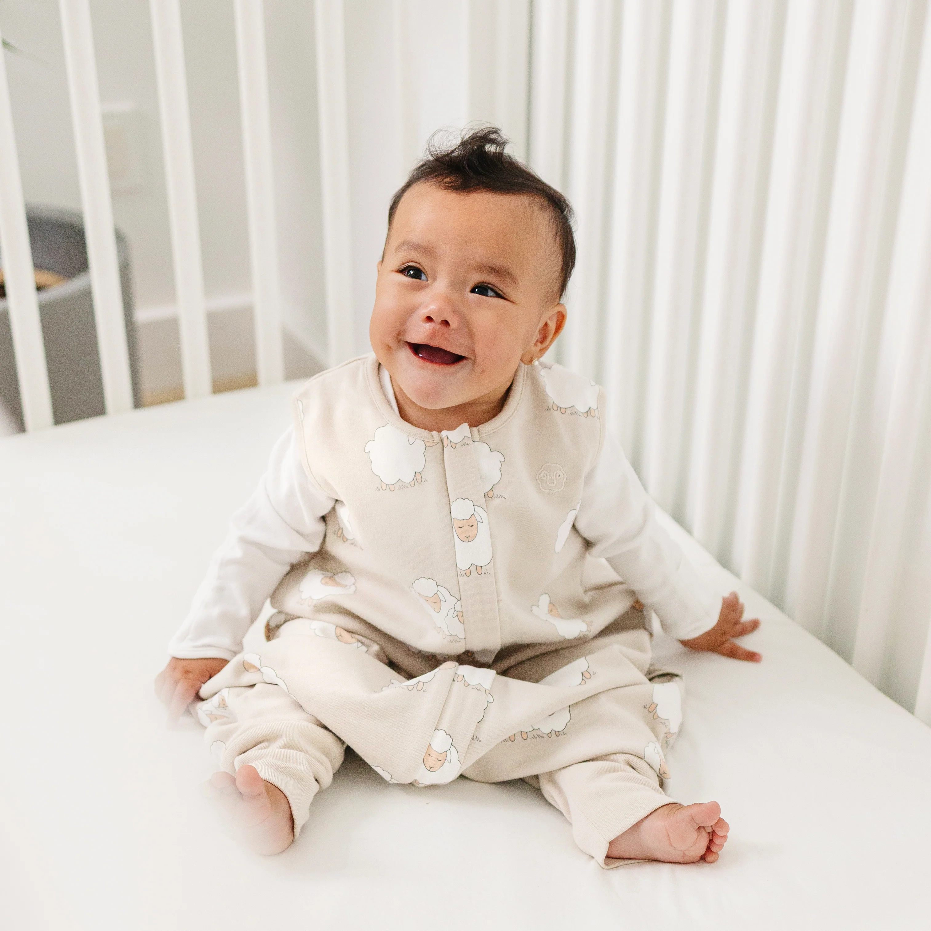 4 Season® Baby Sleep Bag with Feet, Merino Wool & Organic Cotton, Sheep - Image 3