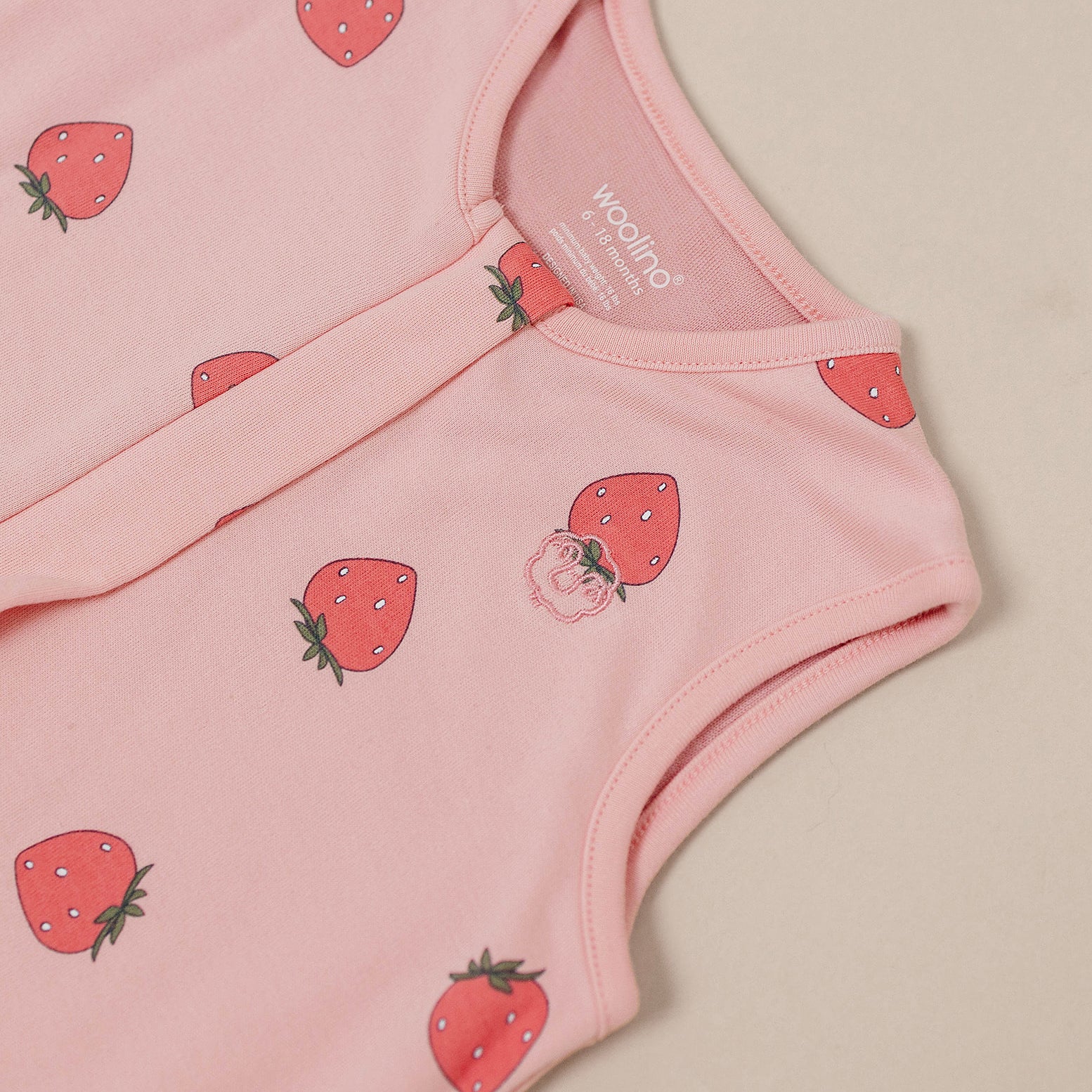4 Season® Baby Sleep Bag with Feet, Merino Wool & Organic Cotton, Strawberry - Image 6