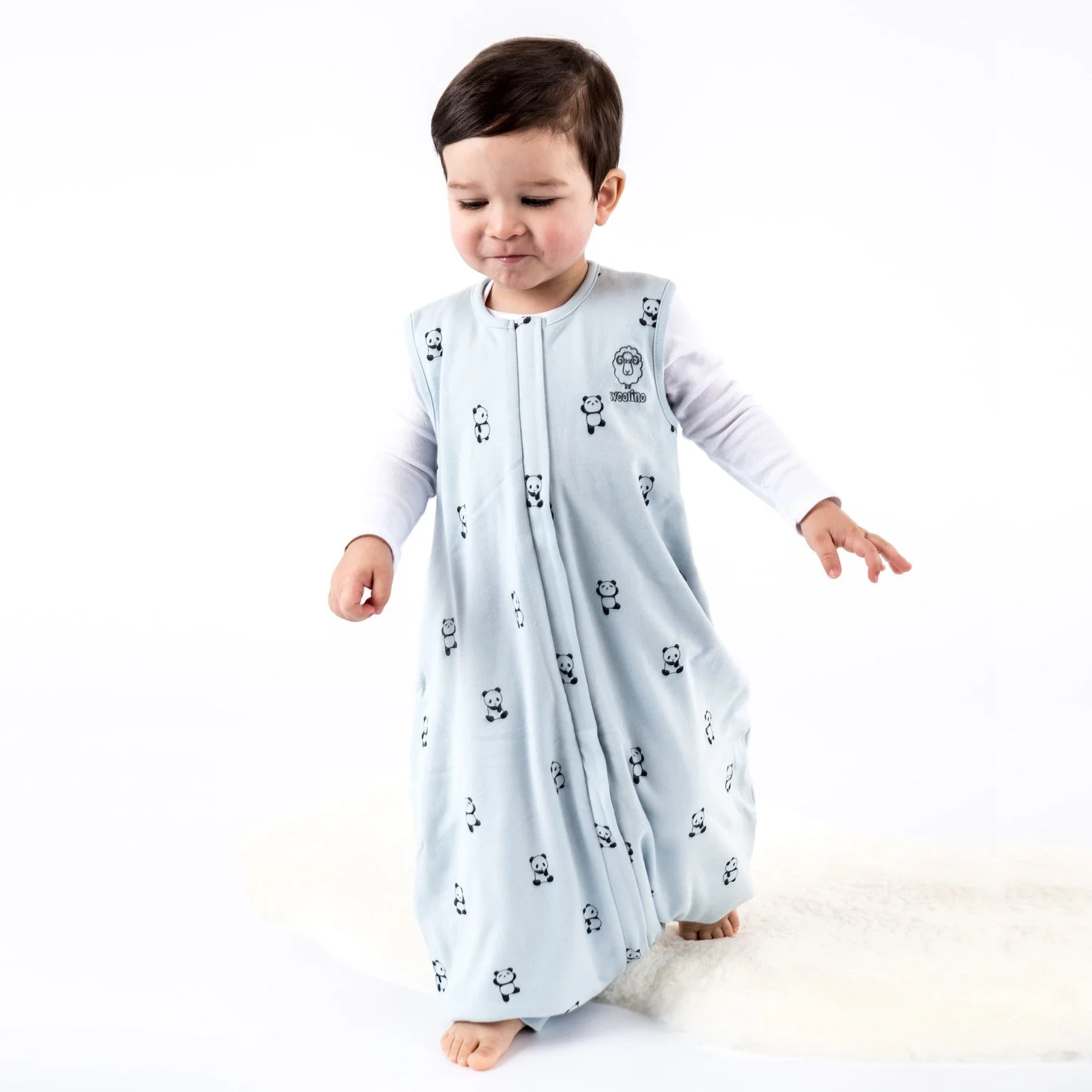 4 Season® Baby Sleep Bag with Feet, Merino Wool & Organic Cotton, Panda - Image 5