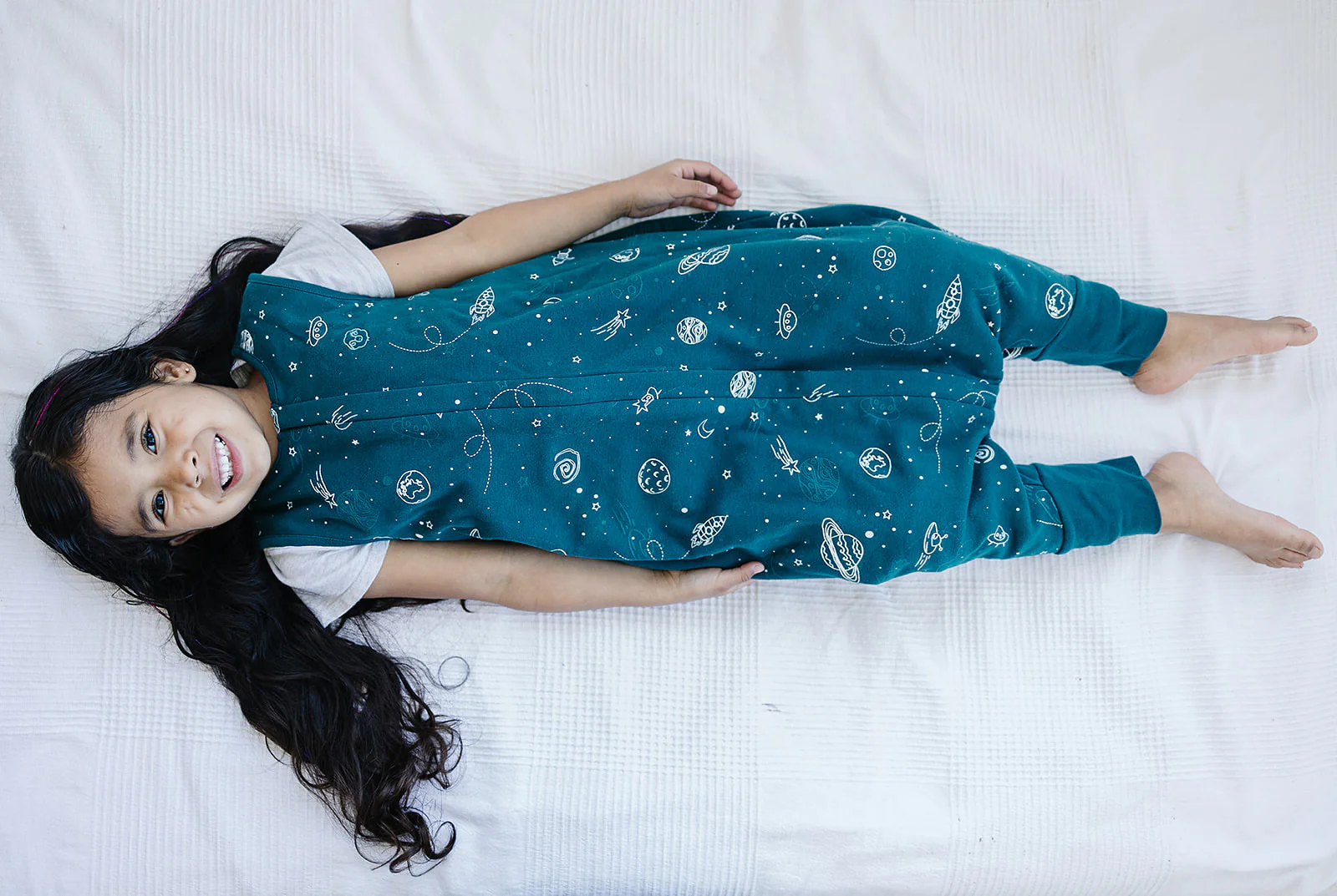 4 Season® Baby Sleep Bag with Feet, Merino Wool & Organic Cotton, Space - GLOW IN THE DARK - Image 7
