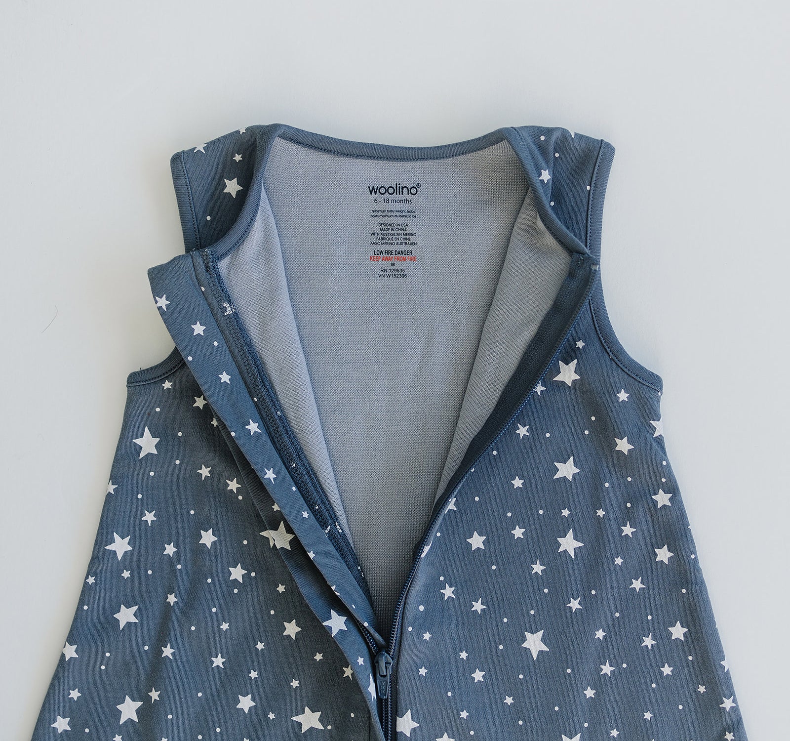 4 Season® Baby Sleep Bag with Feet, Merino Wool & Organic Cotton, Star Gray - Image 5