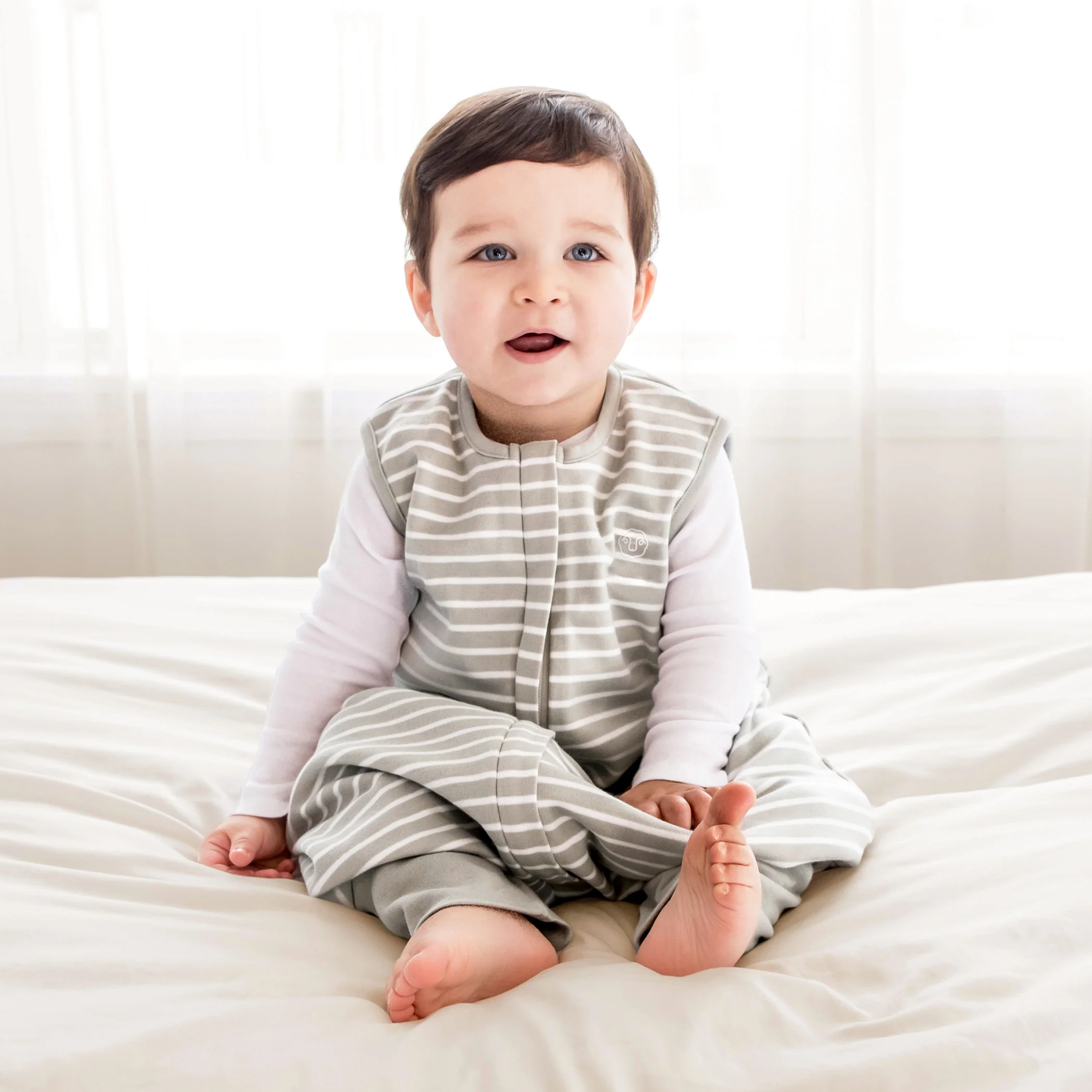 4 Season® Baby Sleep Bag with Feet, Merino Wool & Organic Cotton, Birch Gray - Image 3