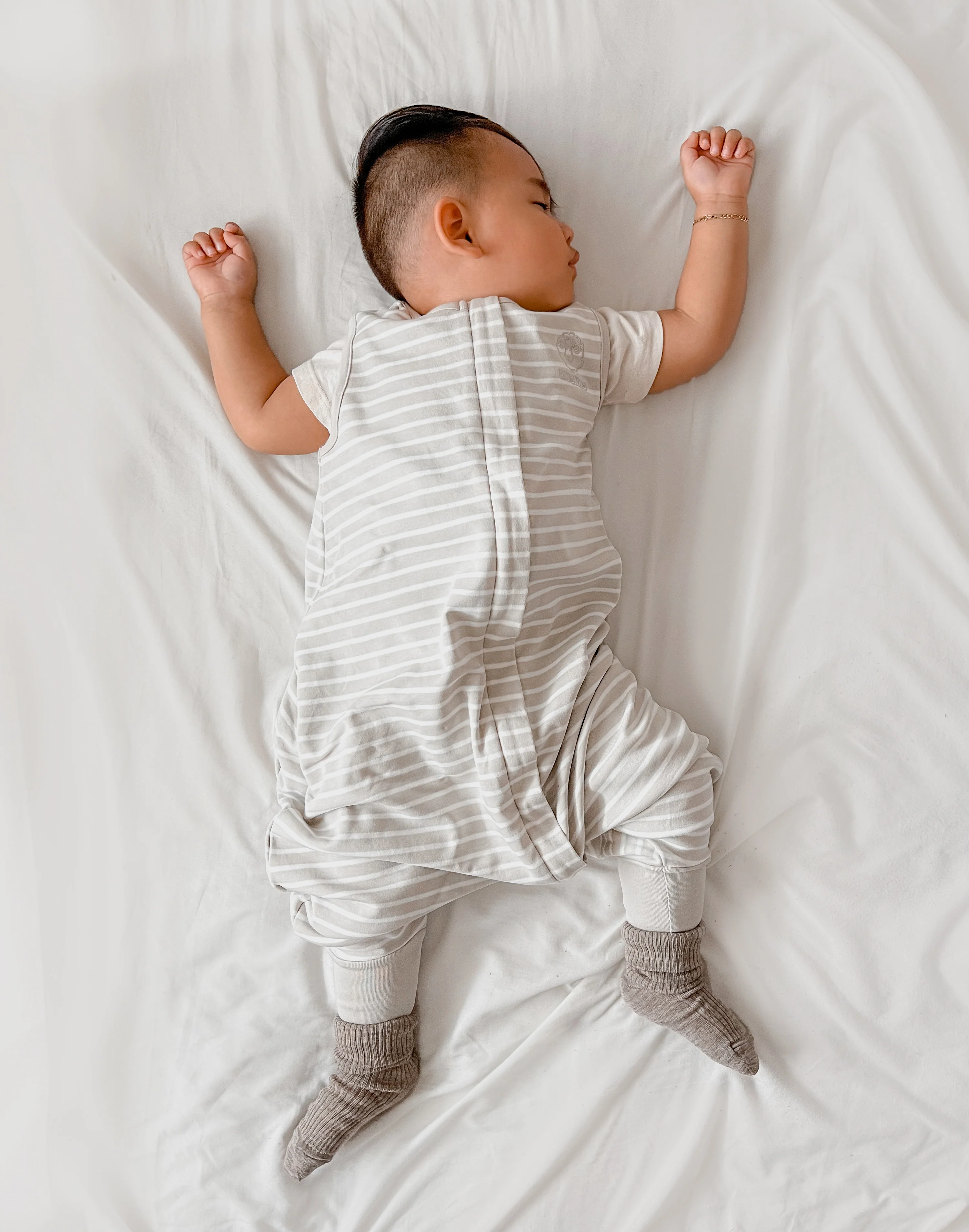 4 Season® Baby Sleep Bag with Feet, Merino Wool & Organic Cotton, Birch Gray - Image 6
