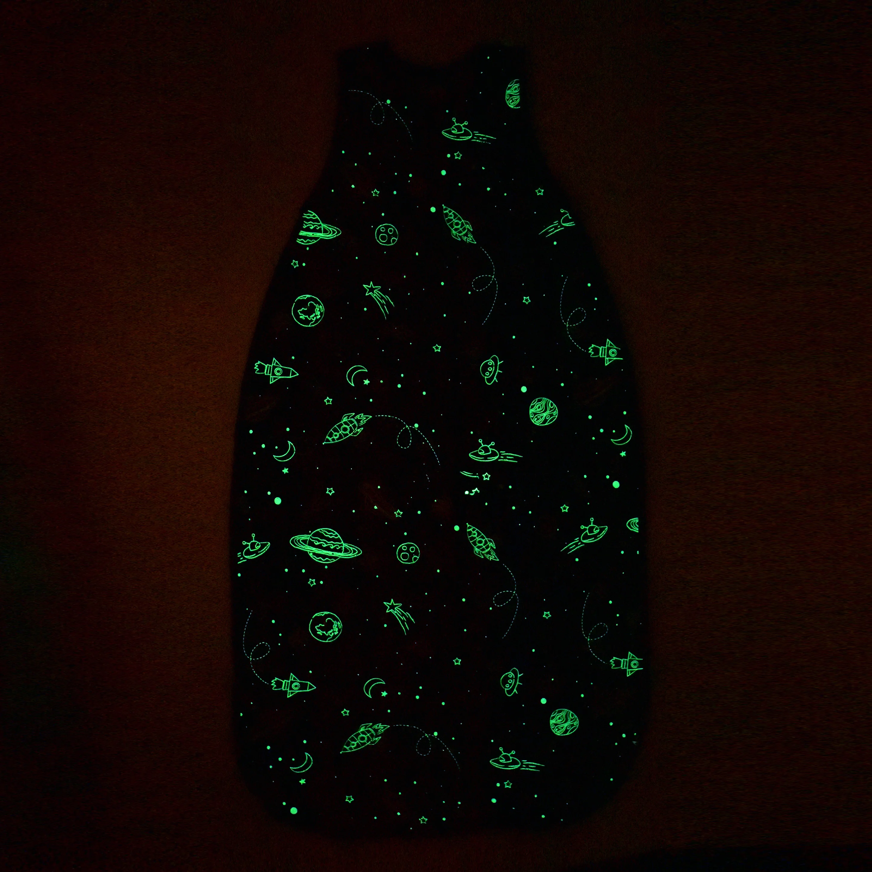 4 Season® Ultimate Baby Sleep Bag, Merino Wool & Organic Cotton, Space - GLOW IN THE DARK - Image 4