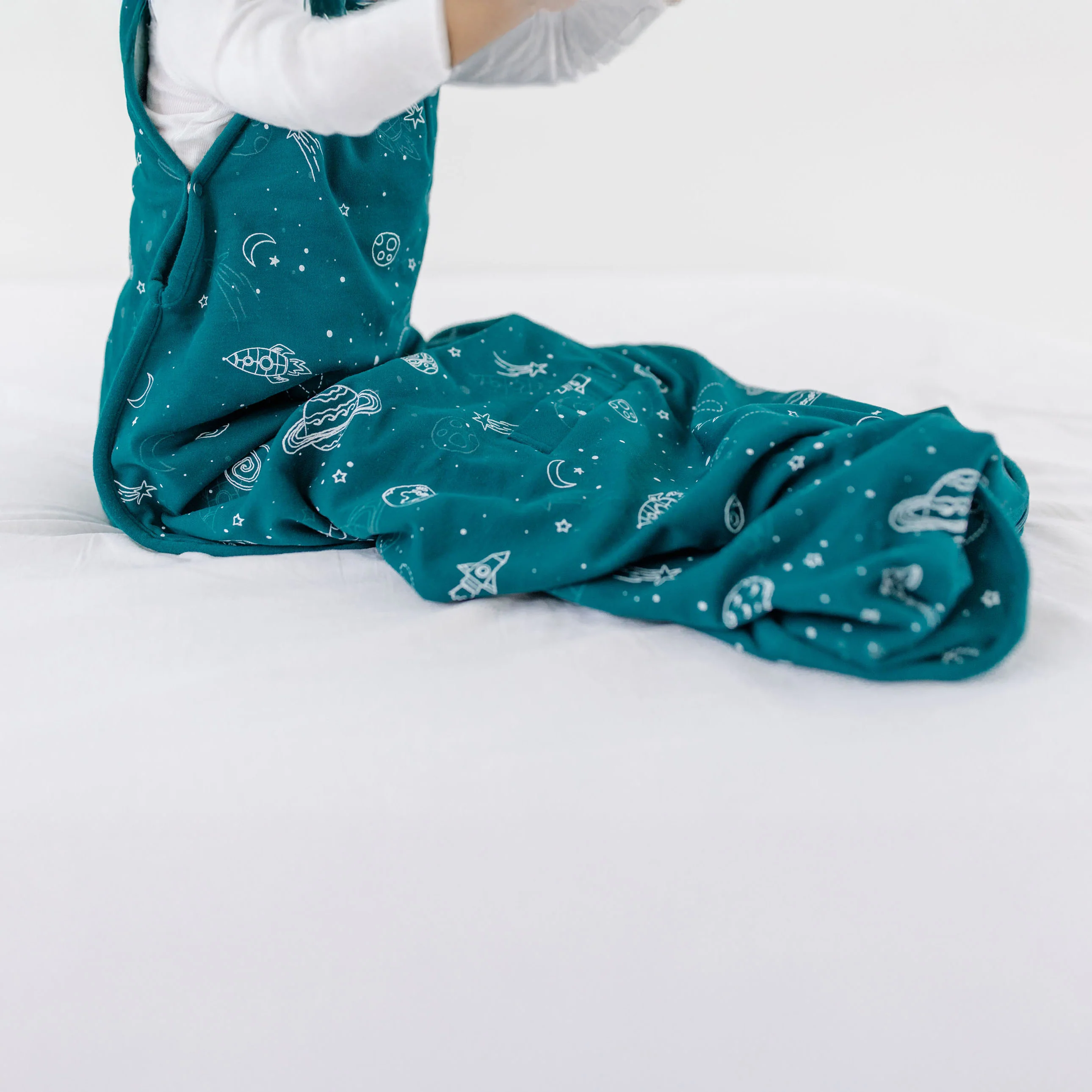 4 Season® Ultimate Baby Sleep Bag, Merino Wool & Organic Cotton, Space - GLOW IN THE DARK - Image 7