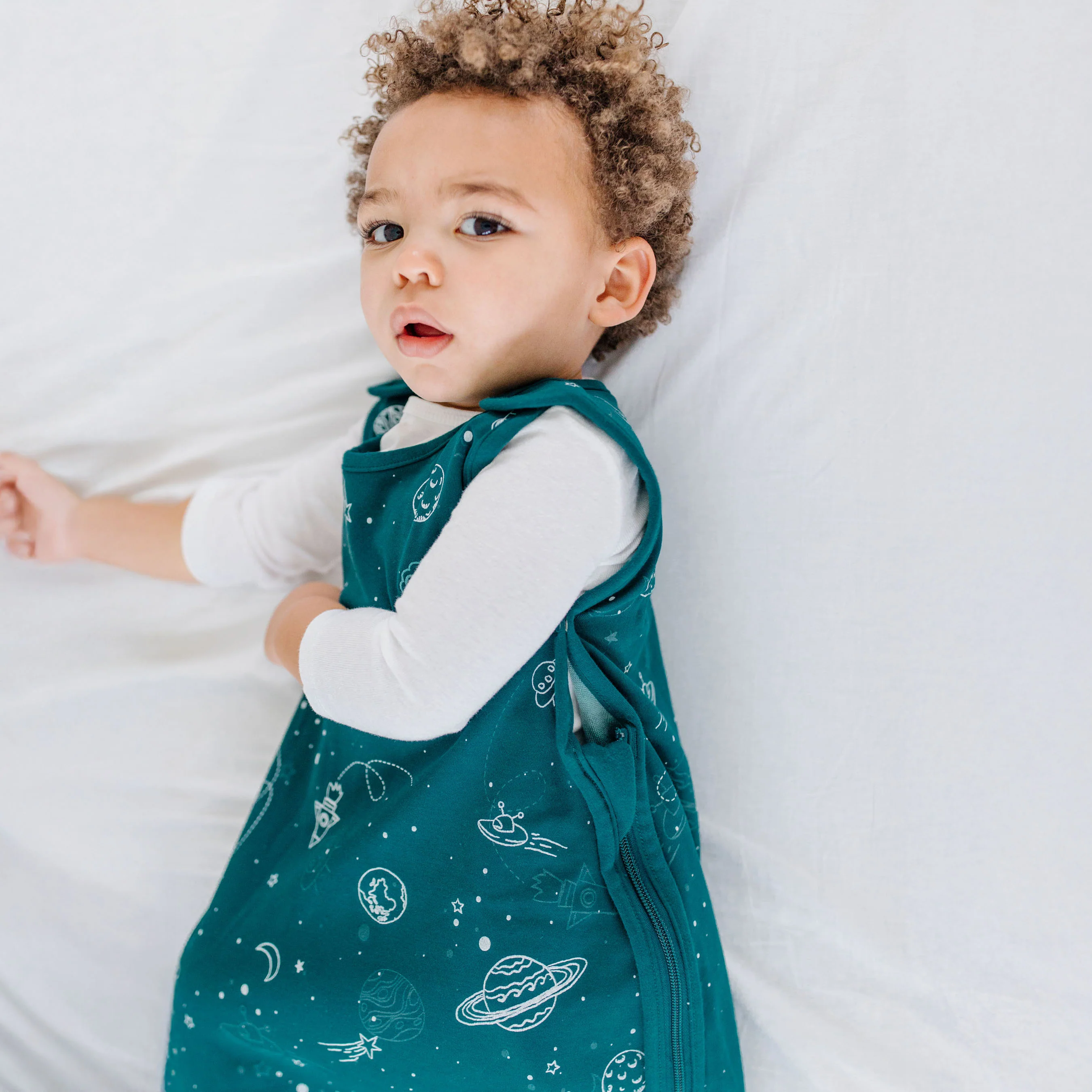 4 Season® Ultimate Baby Sleep Bag, Merino Wool & Organic Cotton, Space - GLOW IN THE DARK - Image 8