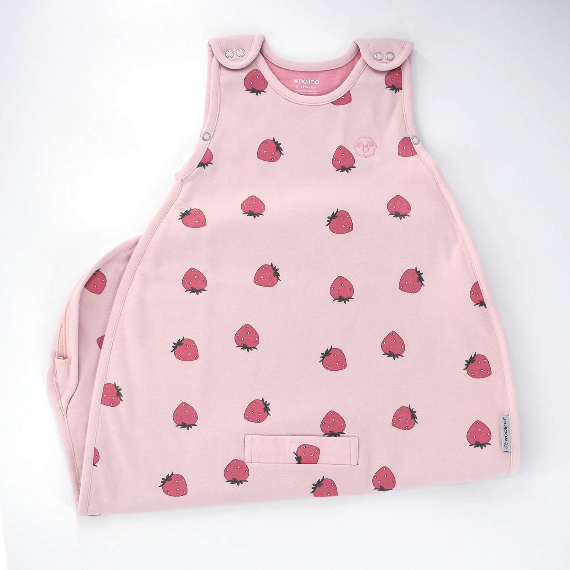 4 Season® Ultimate Baby Sleep Bag, Merino Wool & Organic Cotton, Strawberry - Image 3