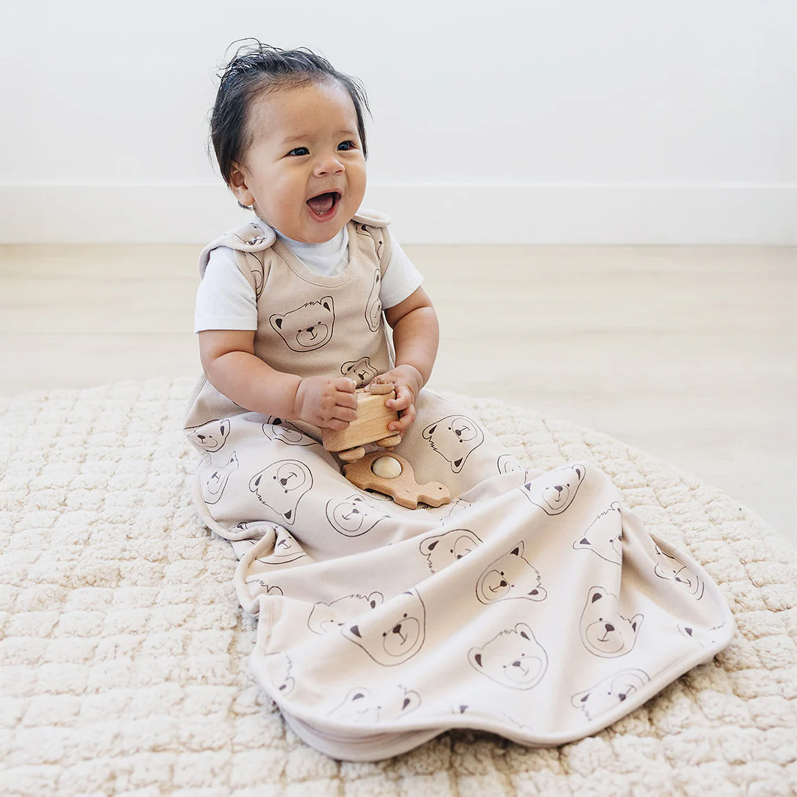 4 Season® Ultimate Baby Sleep Bag, Merino Wool & Organic Cotton, Teddy Bear - Image 6
