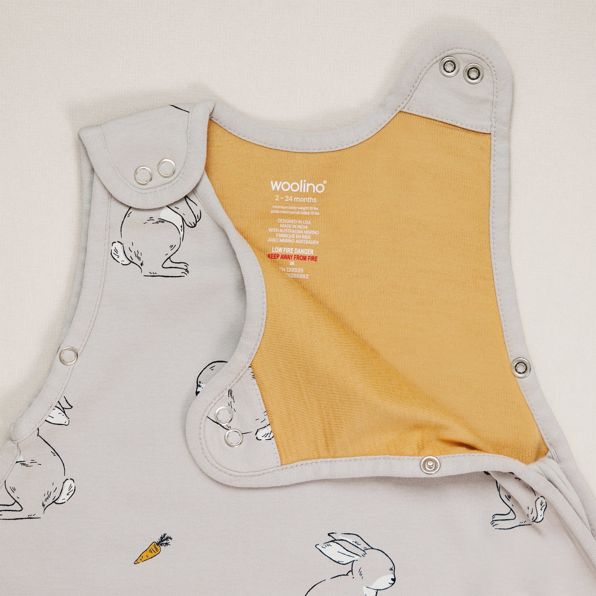 4 Season® Ultimate Baby Sleep Bag, Merino Wool & Organic Cotton, Bunny - Image 6