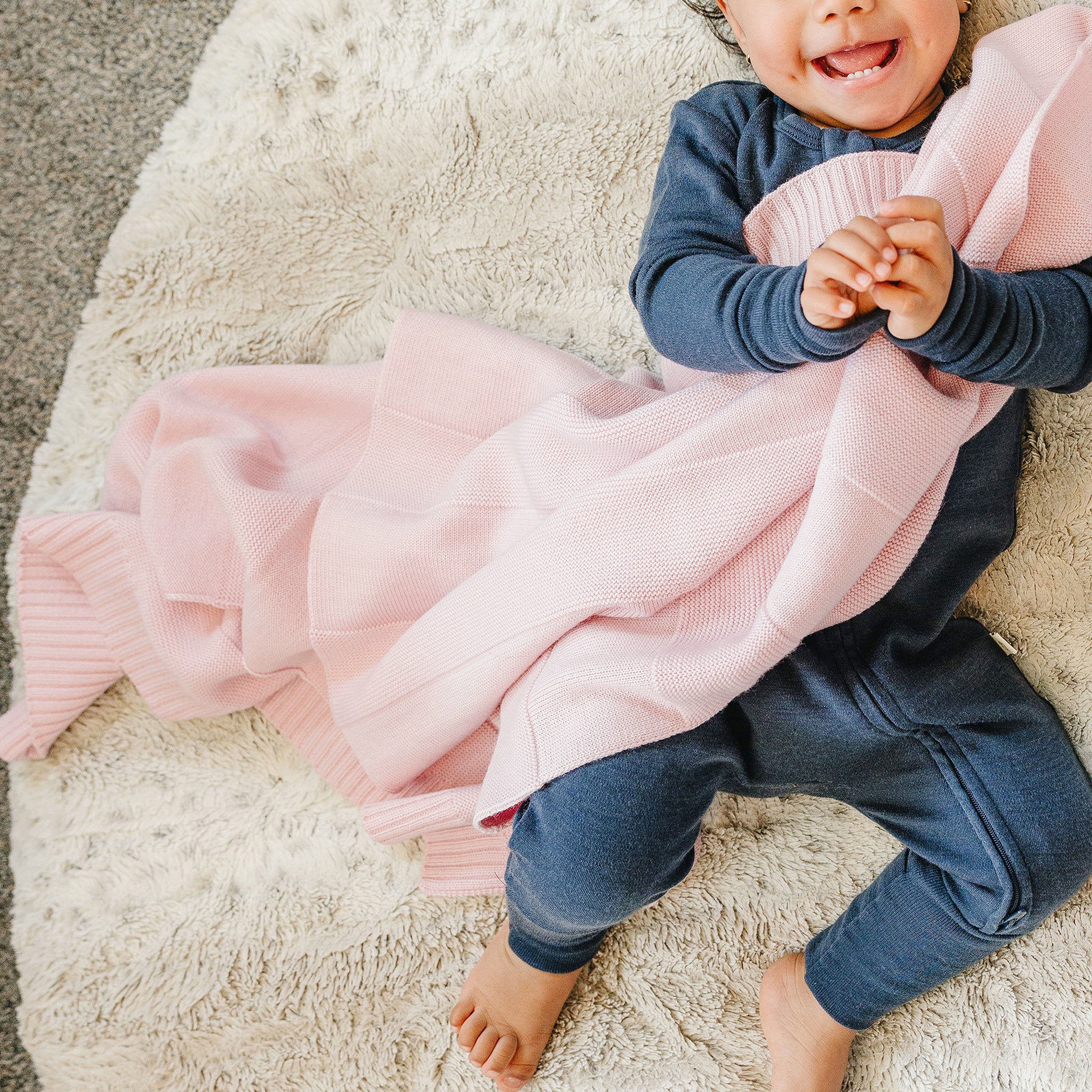 Knitted Baby Blanket, 100% Merino Wool, 31.5" x 40", Crystal Pink - Image 4
