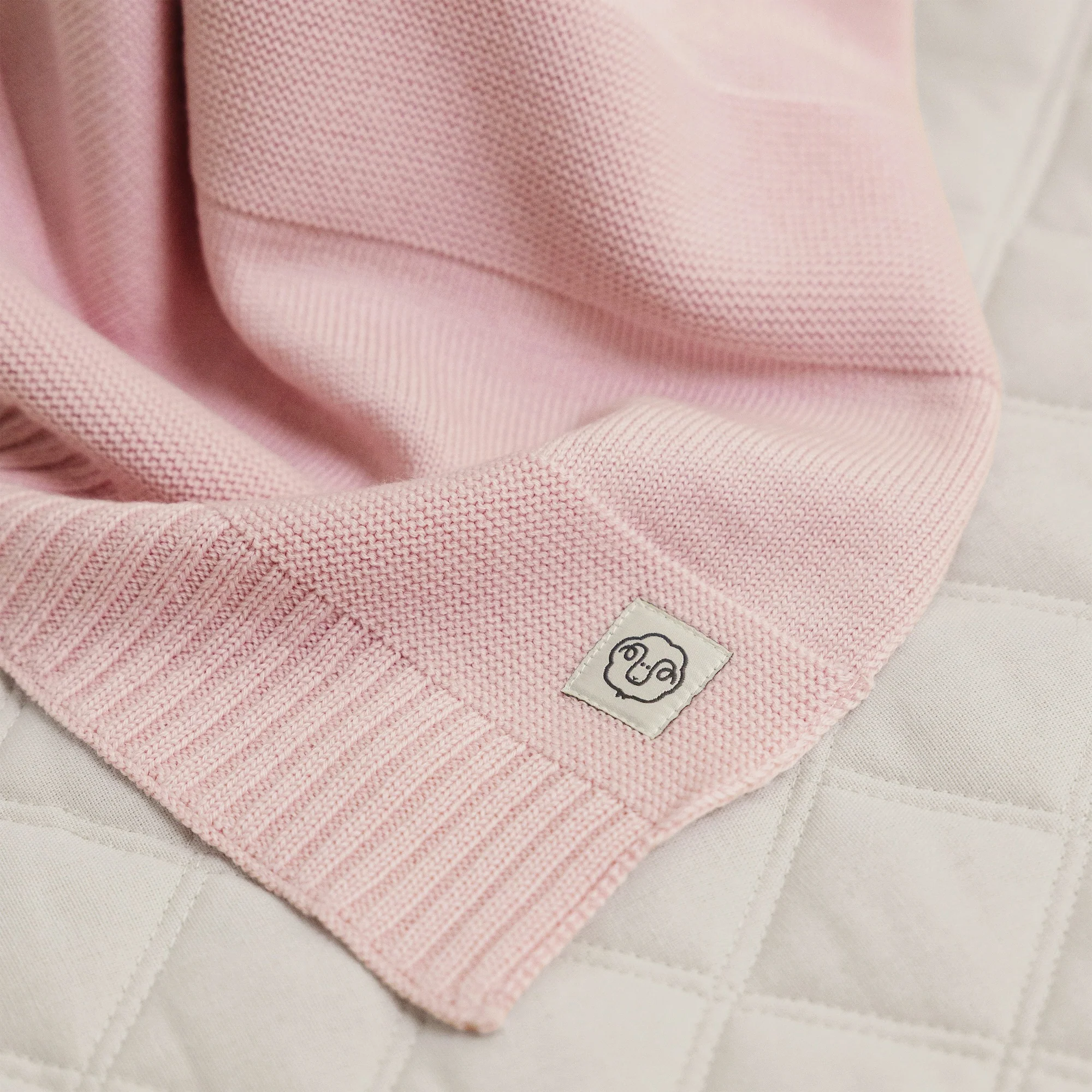 Knitted Baby Blanket, 100% Merino Wool, 31.5" x 40", Crystal Pink - Image 5