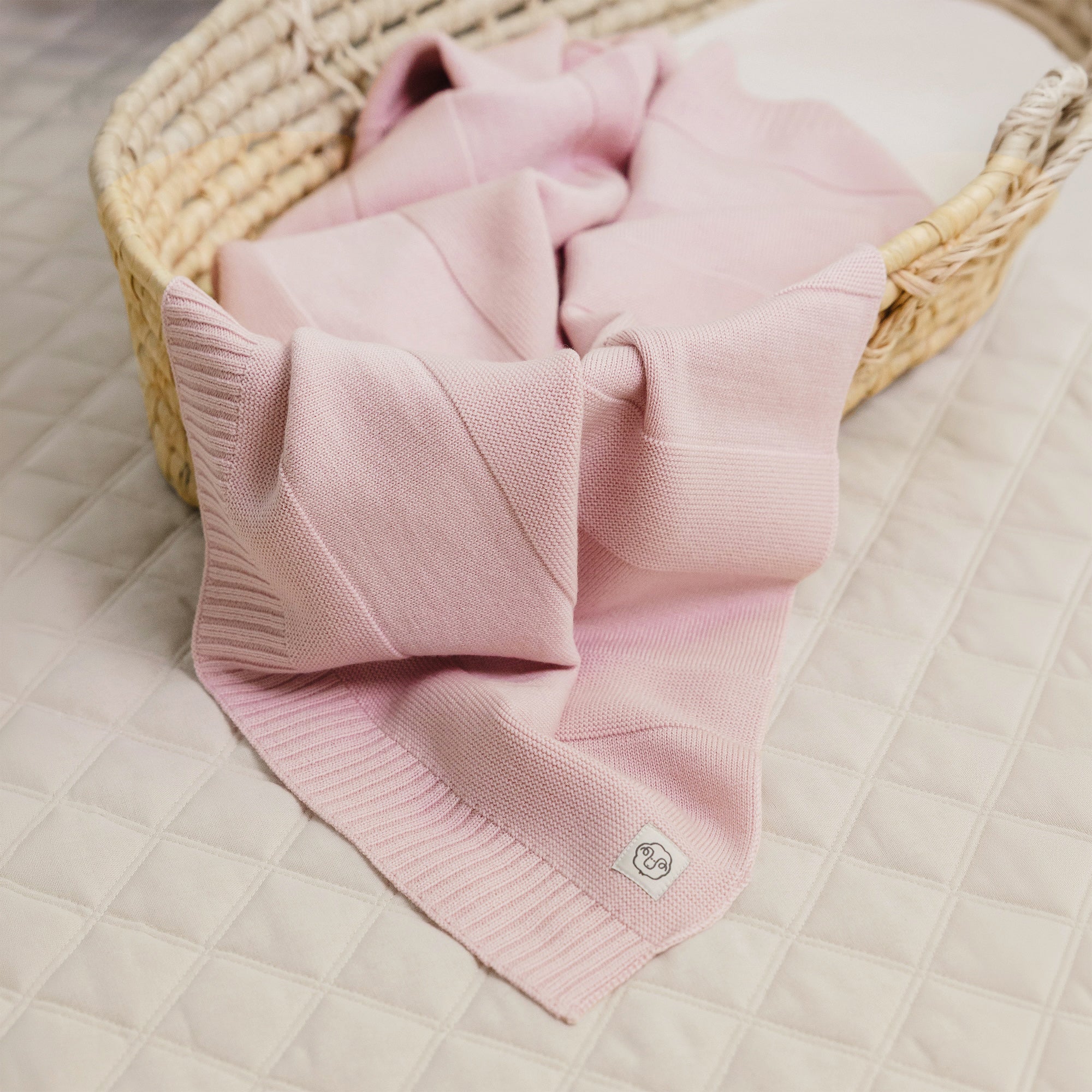 Knitted Baby Blanket, 100% Merino Wool, 31.5" x 40", Crystal Pink - Image 6