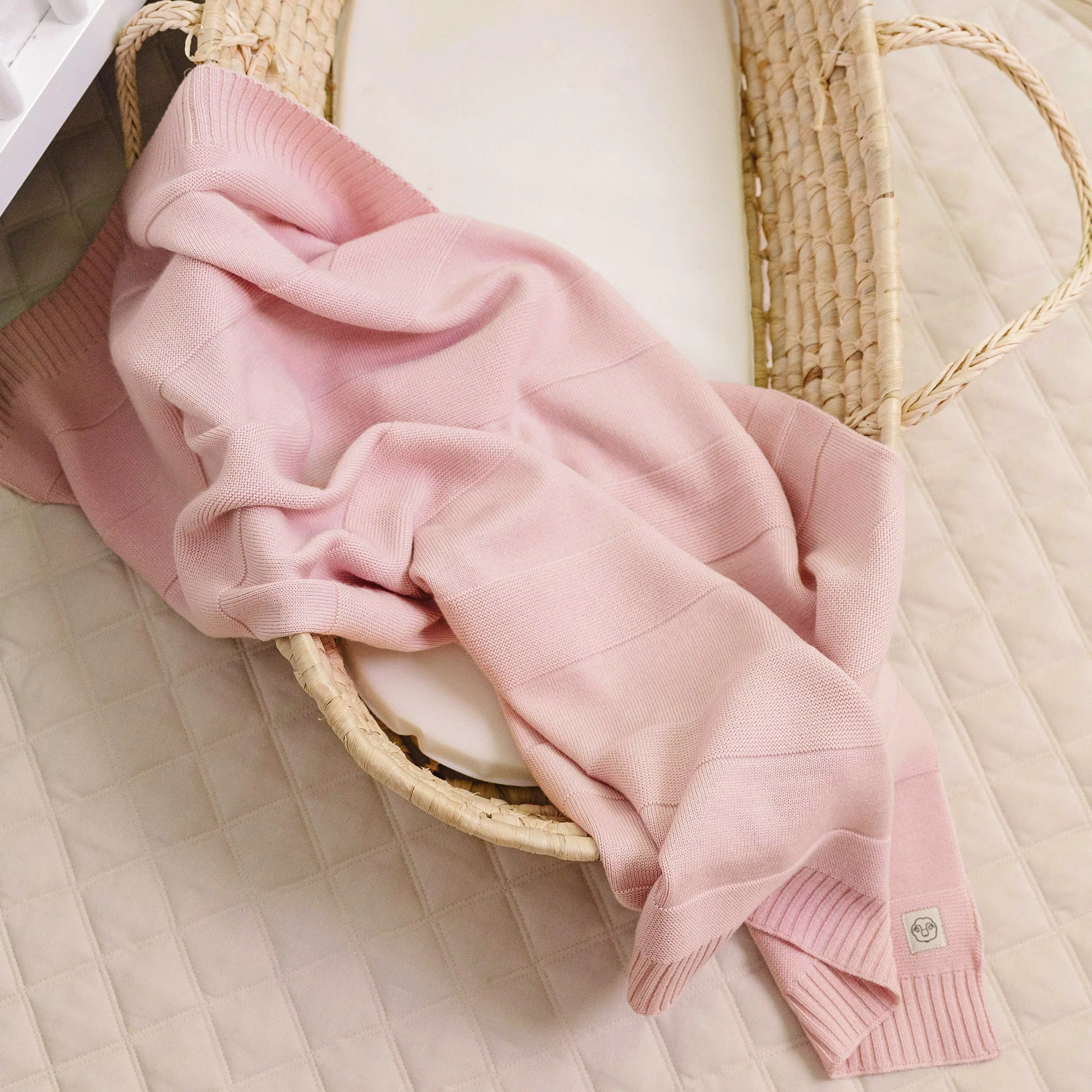 Knitted Baby Blanket, 100% Merino Wool, 31.5" x 40", Crystal Pink - Image 7