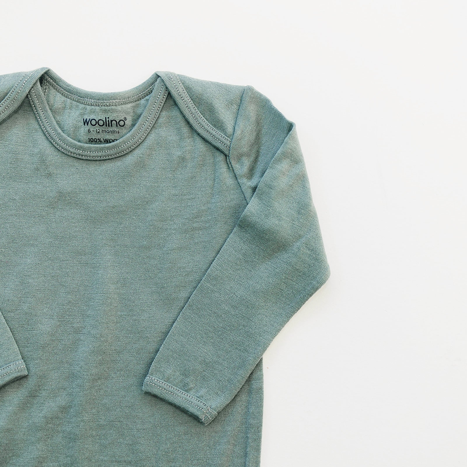 Baby Bodysuit, Long Sleeve, Merino Wool, Sage - Image 7