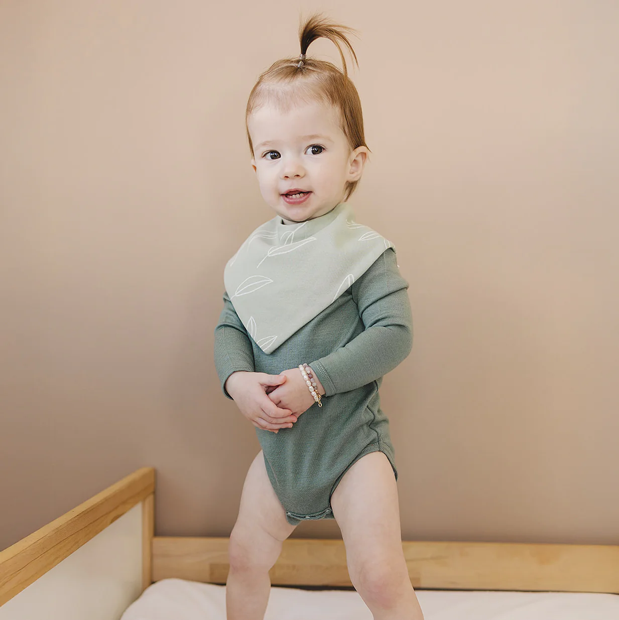 Baby Bodysuit, Long Sleeve, Merino Wool, Sage - Image 8