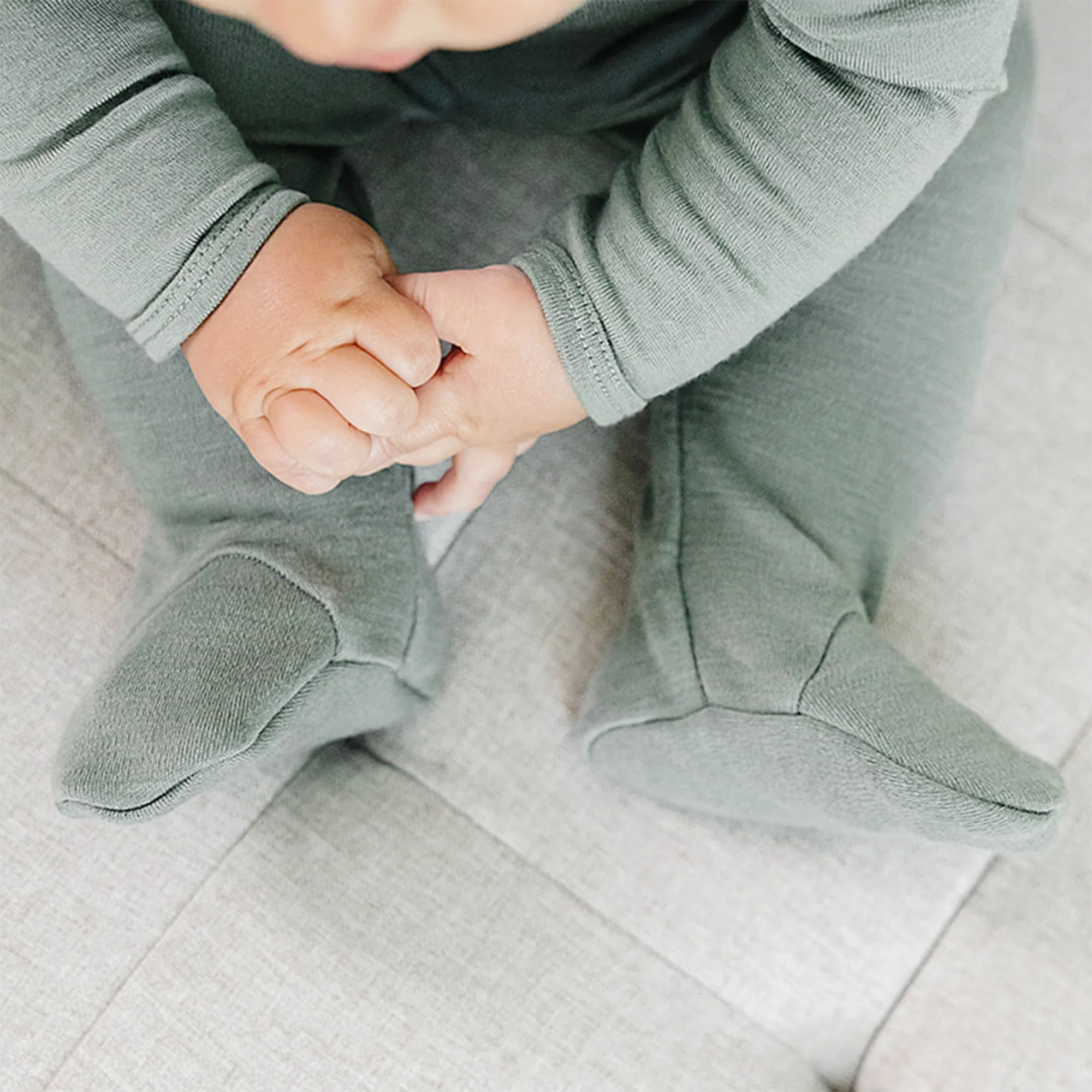 Baby Footed Pants, Merino Wool, Sage - Image 3