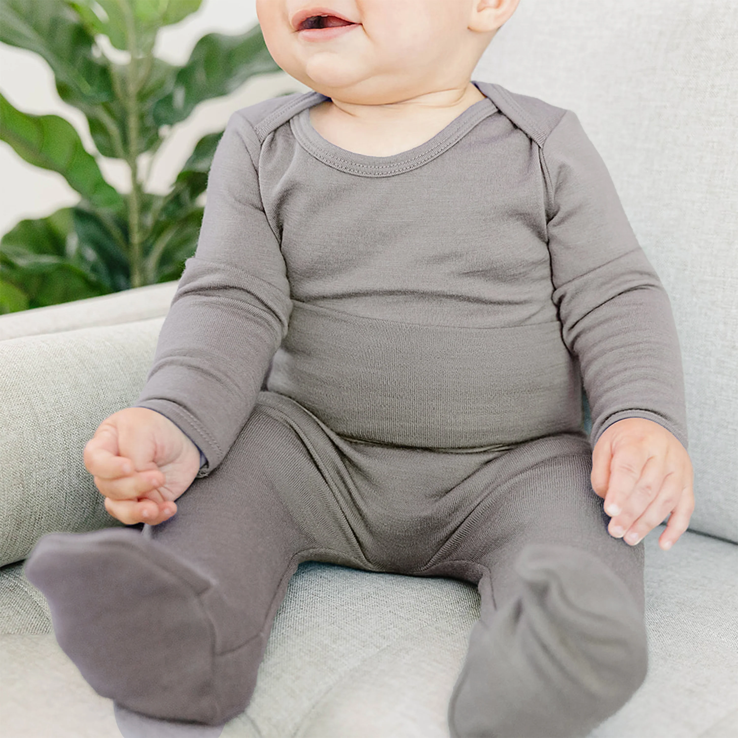 Baby Footed Pants, Merino Wool, Dove - Image 3
