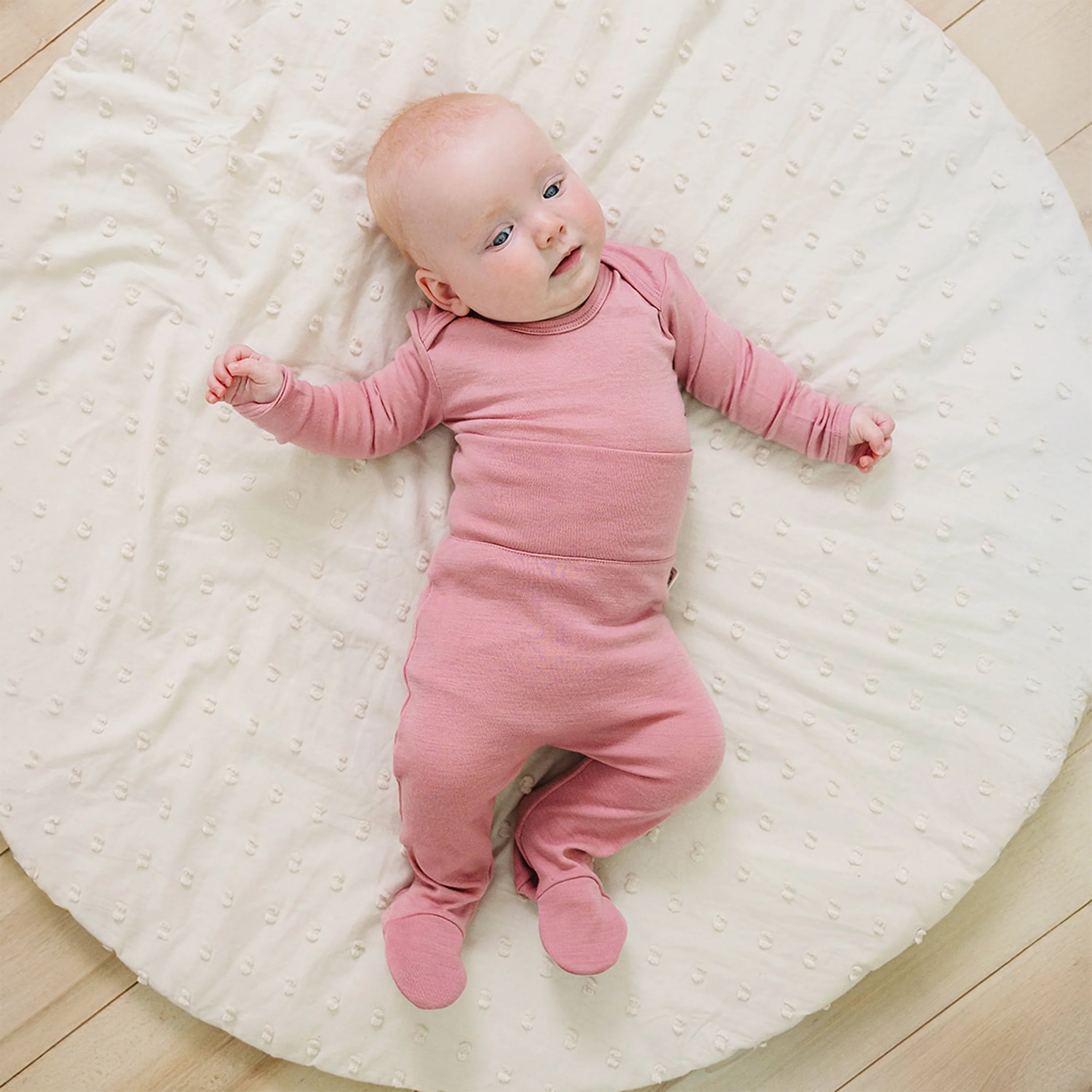 Baby Footed Pants, Merino Wool, Blush - Image 3