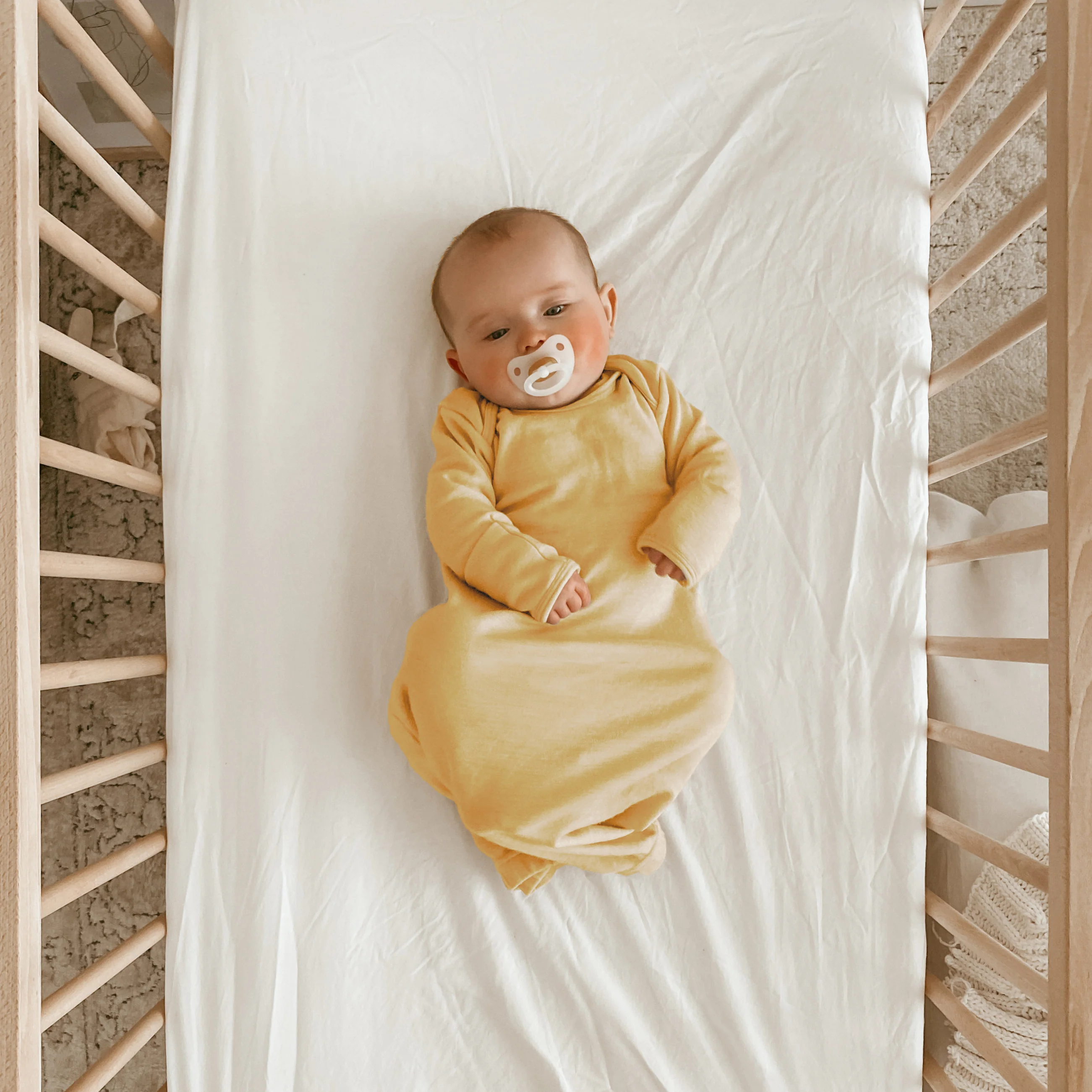 Baby Gown, Merino Wool, 0-6 Months, Honey - Image 2