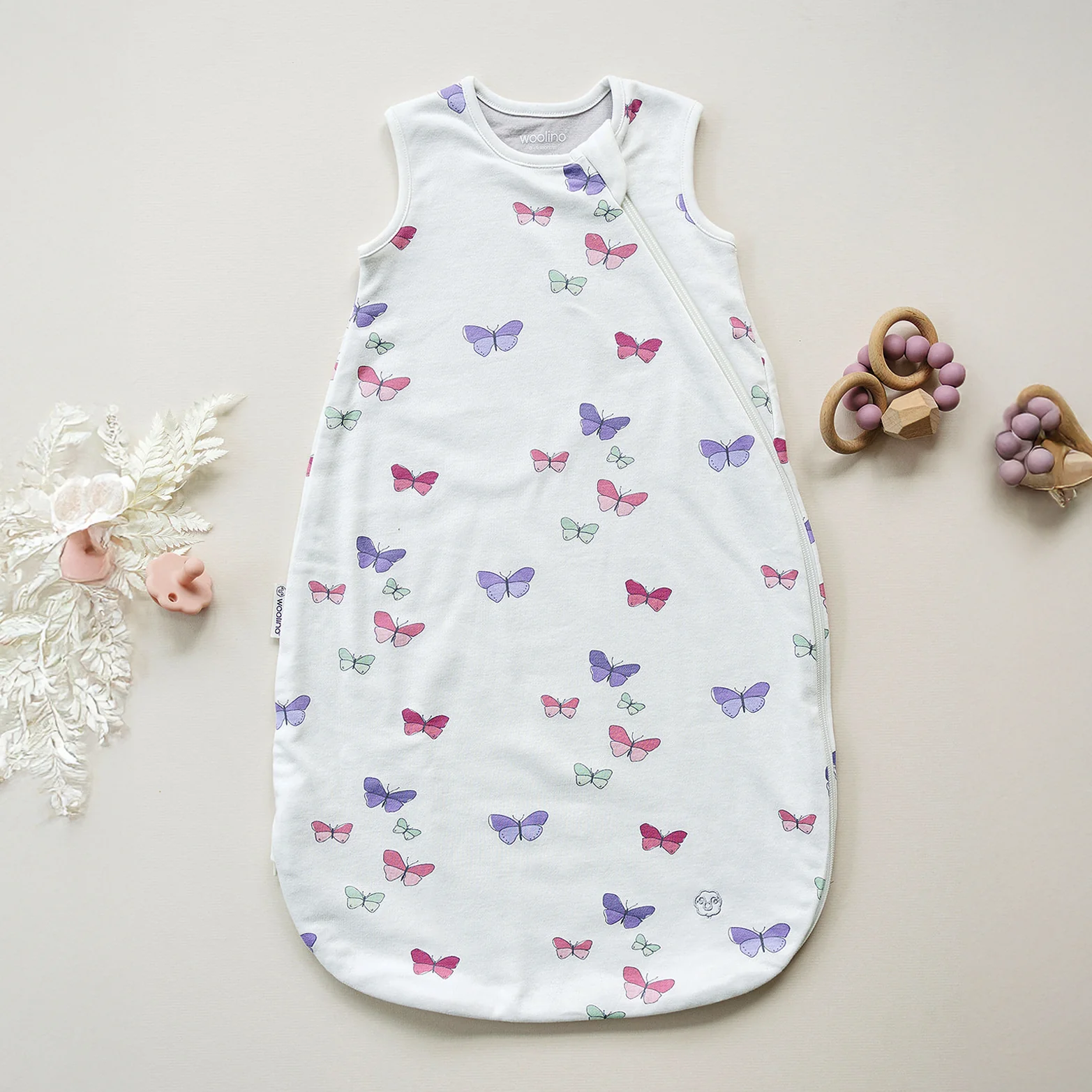 4 Season® Classic Baby Sleeping Bag, Merino Wool & Organic Cotton, Butterfly - Image 5