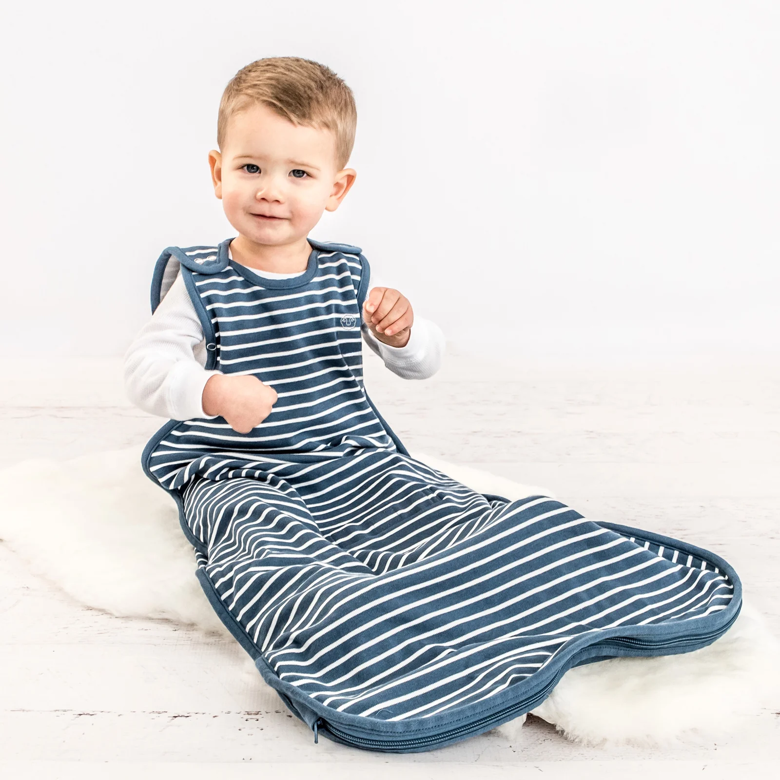 4 Season® Ultimate Baby Sleep Bag, Merino Wool & Organic Cotton, Navy Blue - Image 3