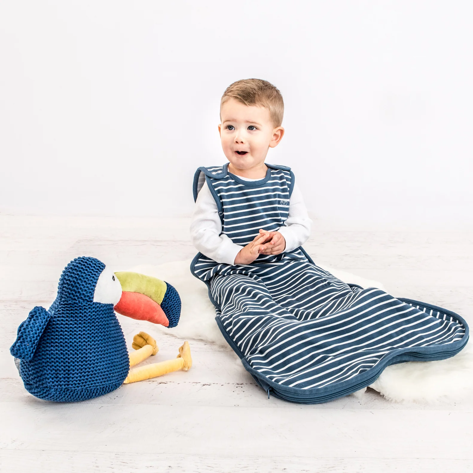 4 Season® Ultimate Baby Sleep Bag, Merino Wool & Organic Cotton, Navy Blue - Image 5