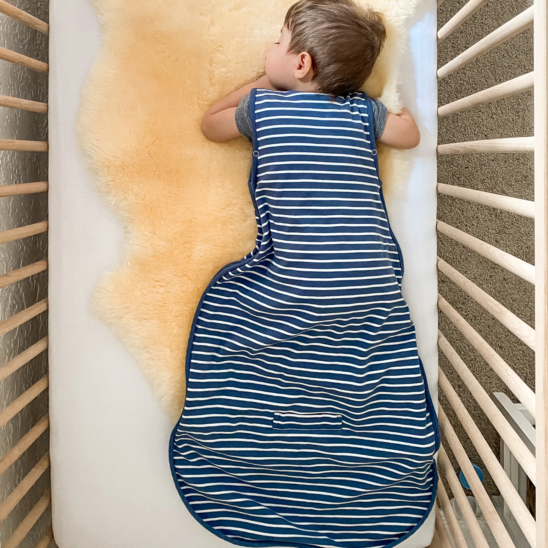 4 Season® Ultimate Baby Sleep Bag, Merino Wool & Organic Cotton, Navy Blue - Image 6