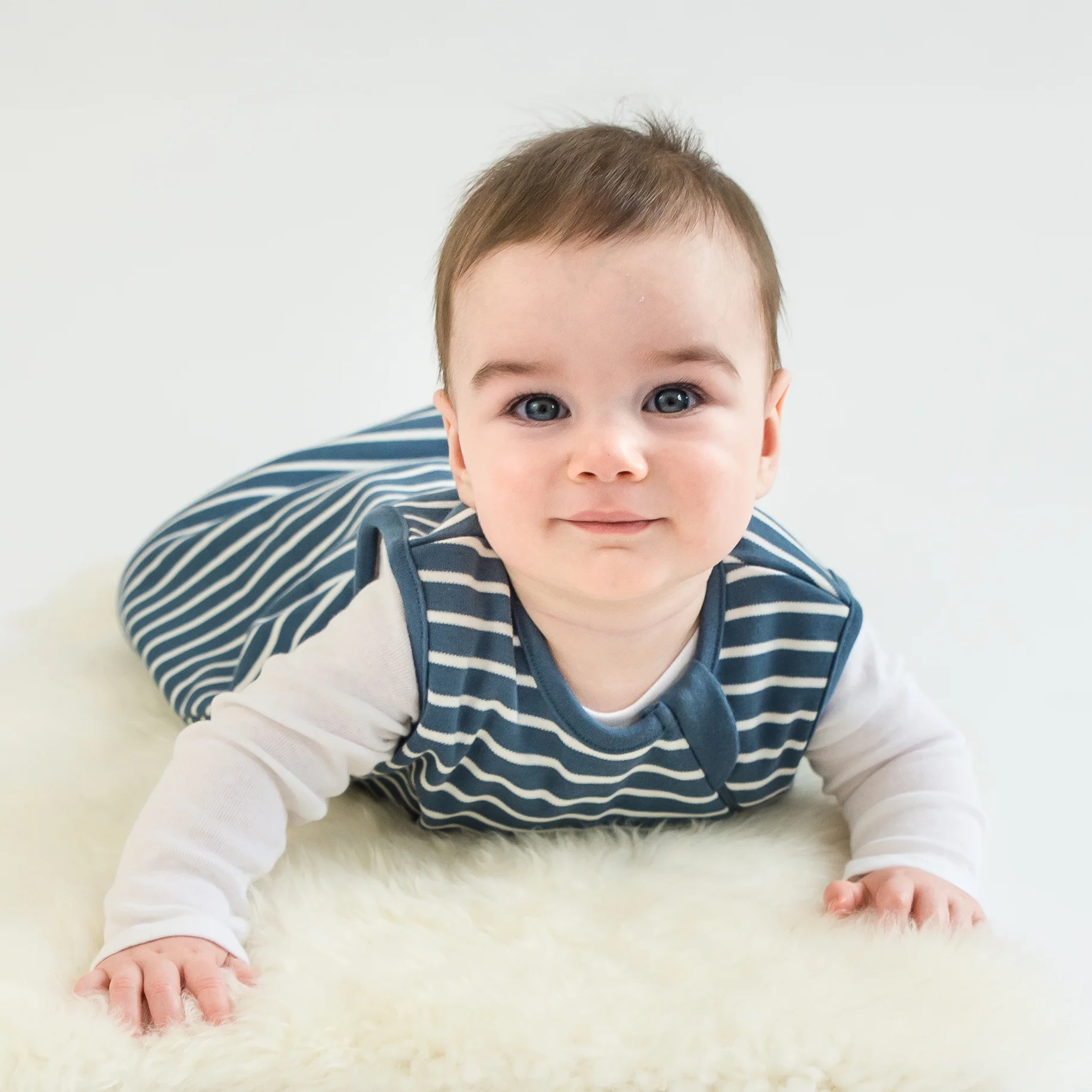 4 Season® Classic Baby Sleeping Bag, Merino Wool & Organic Cotton, Navy Blue - Image 4