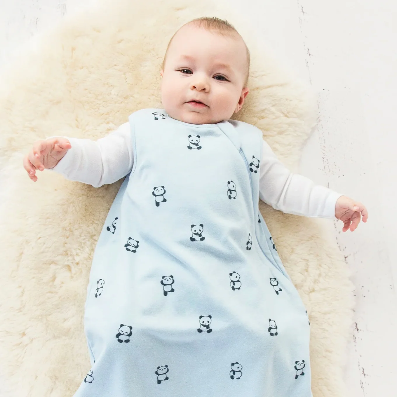 4 Season® Classic Baby Sleeping Bag, Merino Wool & Organic Cotton, Panda - Image 5