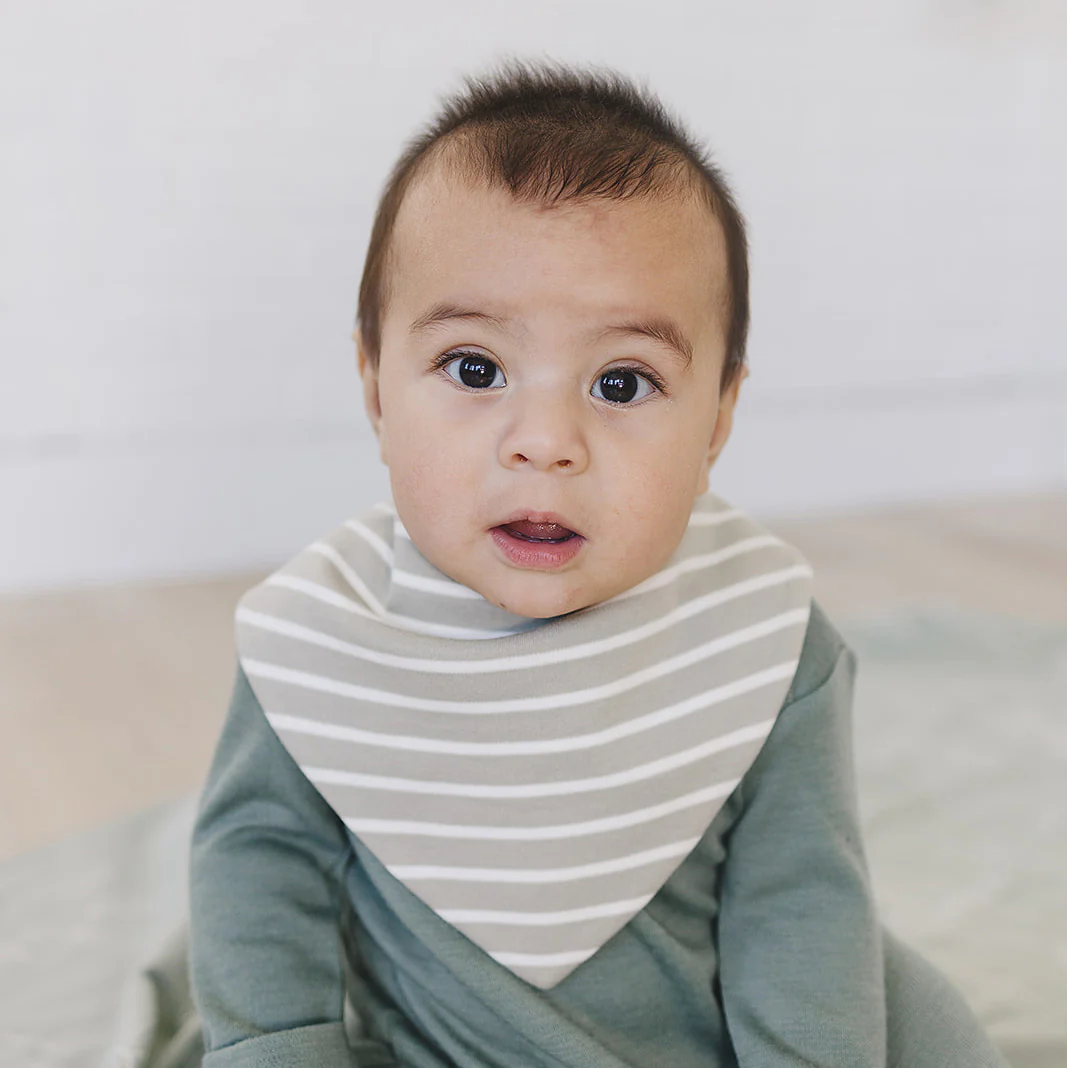 Bandana Bib Set, Merino Wool & Organic Cotton, Set of 2, Birch Gray - Image 4