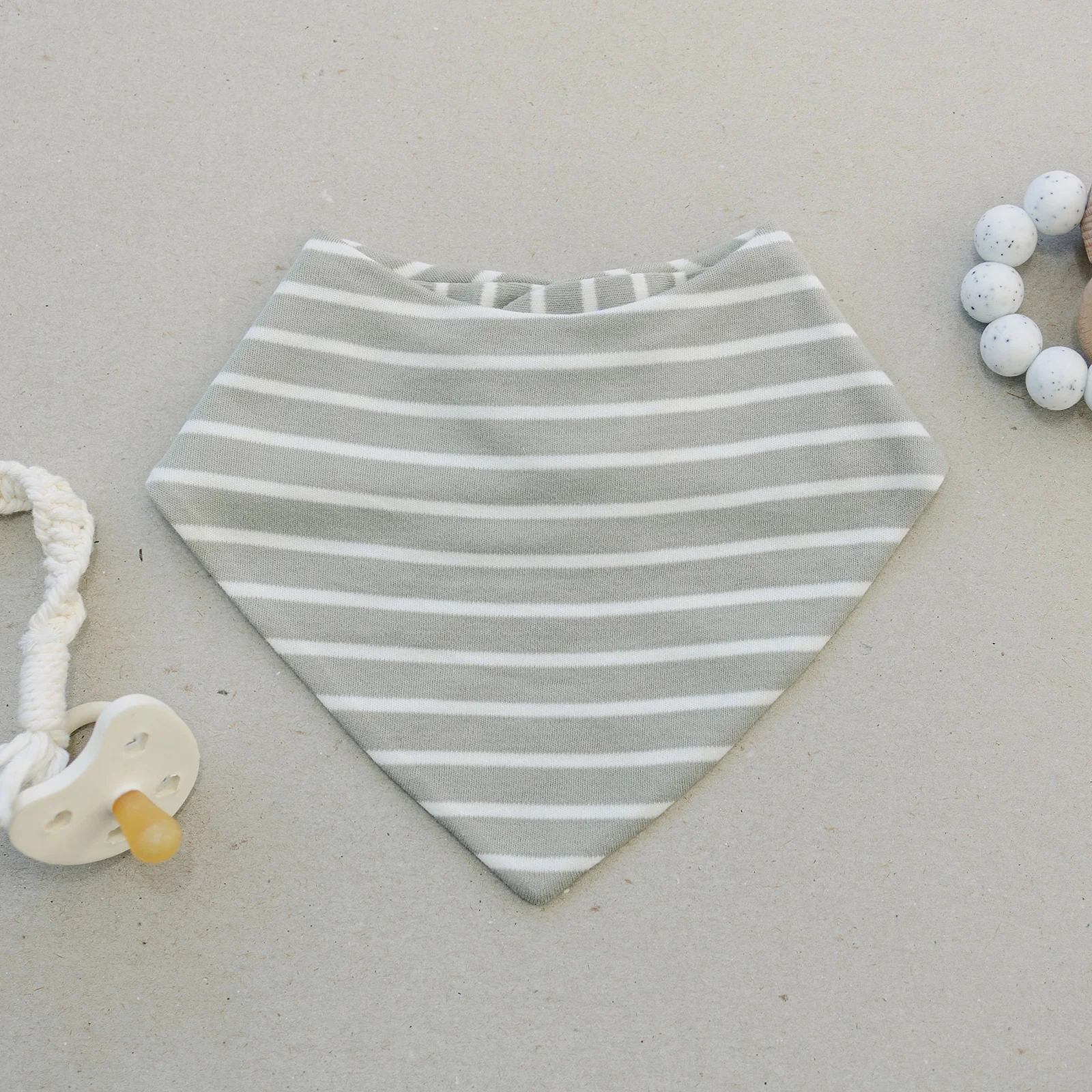 Bandana Bib Set, Merino Wool & Organic Cotton, Set of 2, Birch Gray - Image 5
