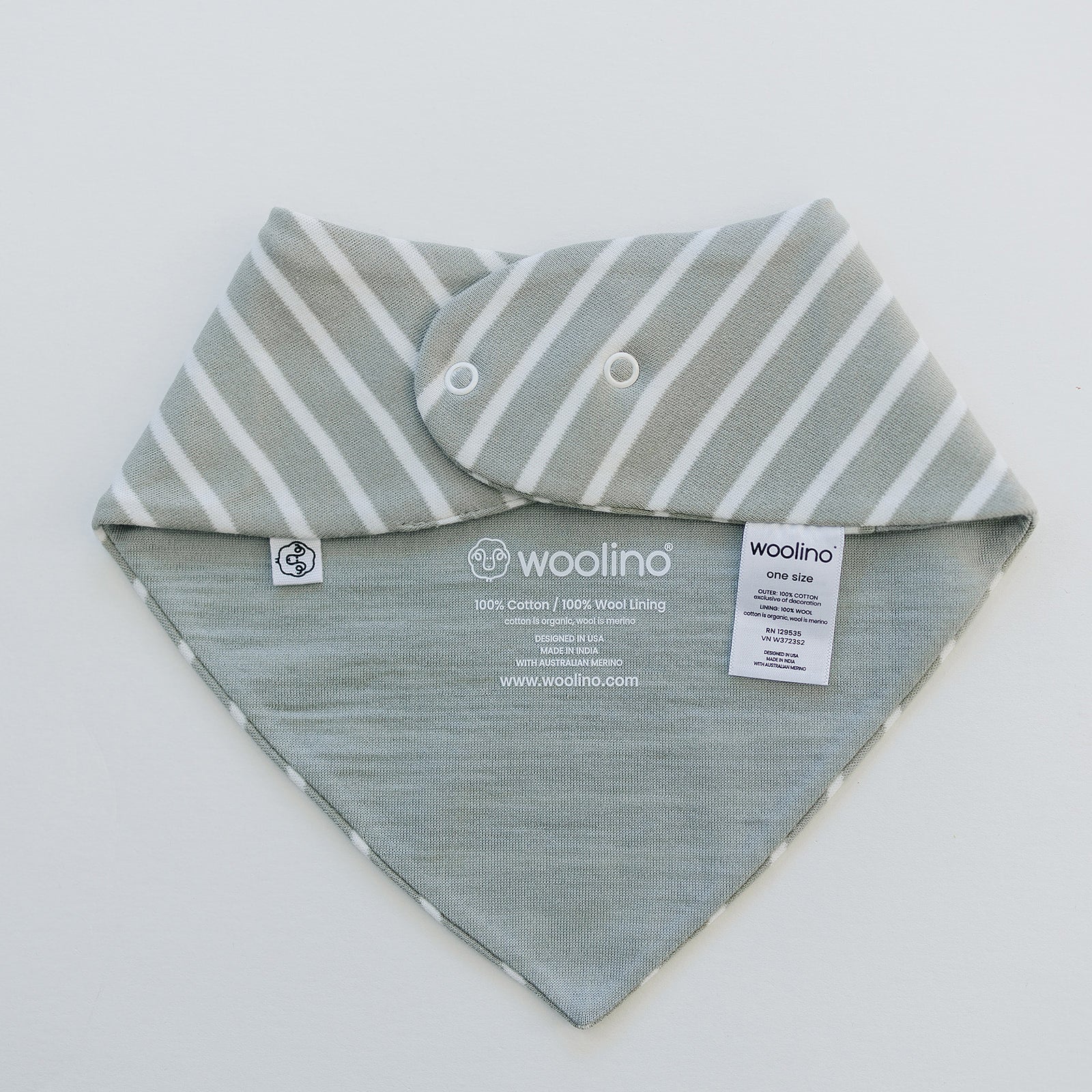 Bandana Bib Set, Merino Wool & Organic Cotton, Set of 2, Birch Gray - Image 7