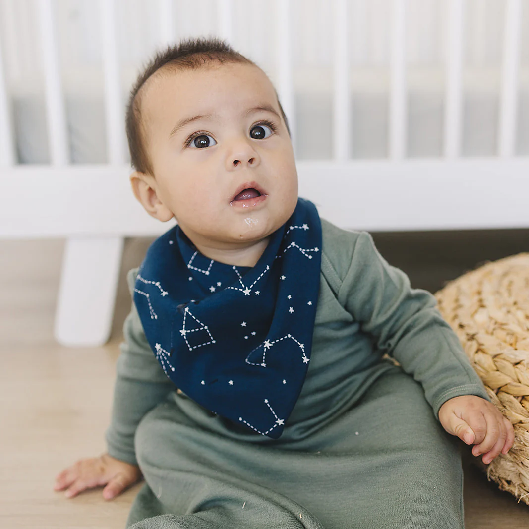 Bandana Bib Set, Merino Wool & Organic Cotton, Set of 2, Night Sky™ - Image 3