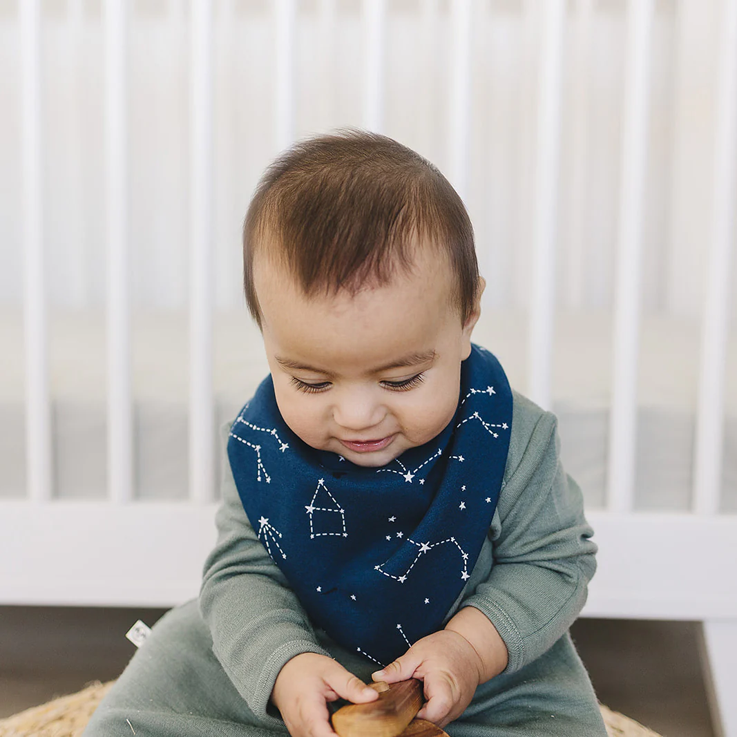 Bandana Bib Set, Merino Wool & Organic Cotton, Set of 2, Night Sky™ - Image 6
