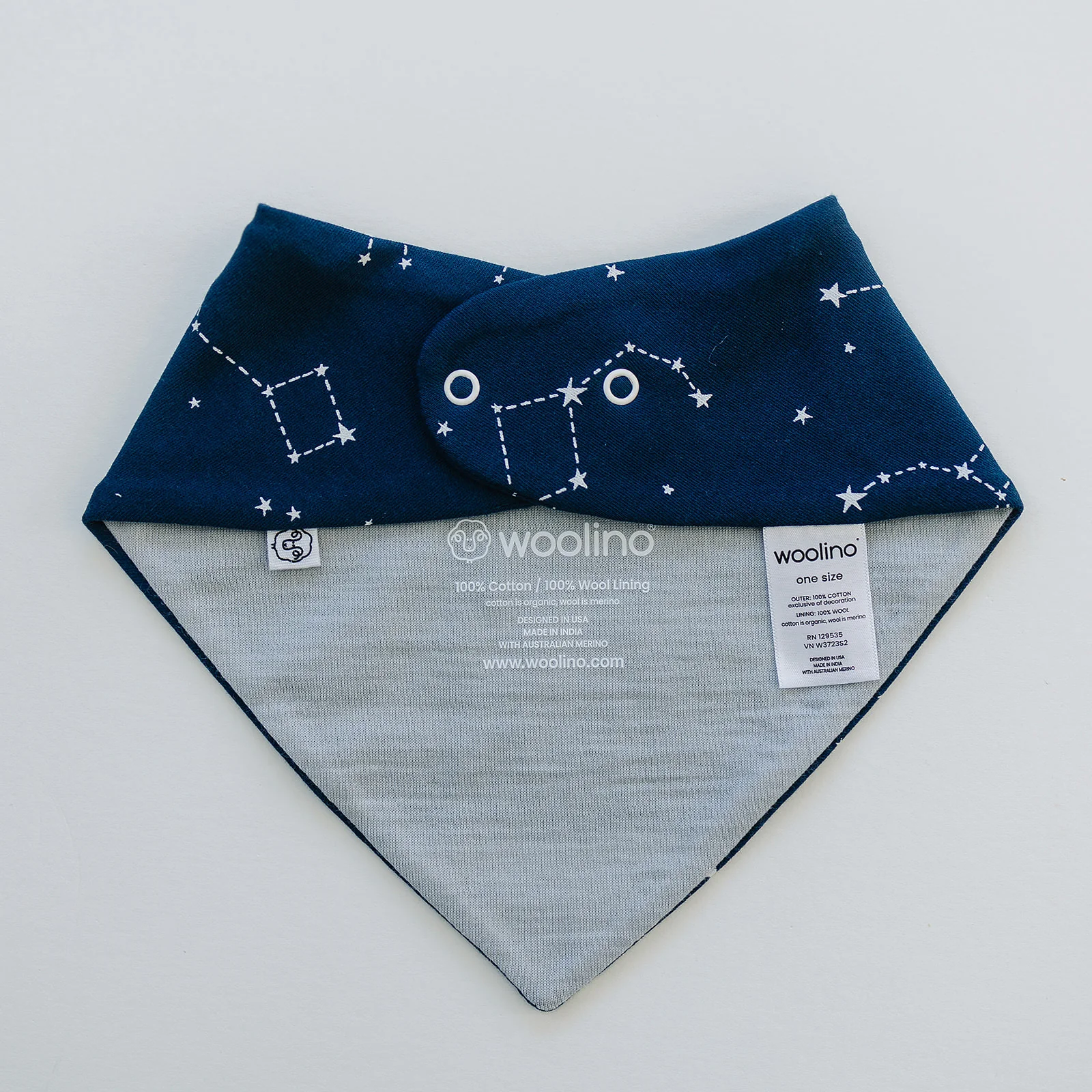 Bandana Bib Set, Merino Wool & Organic Cotton, Set of 2, Night Sky™ - Image 7