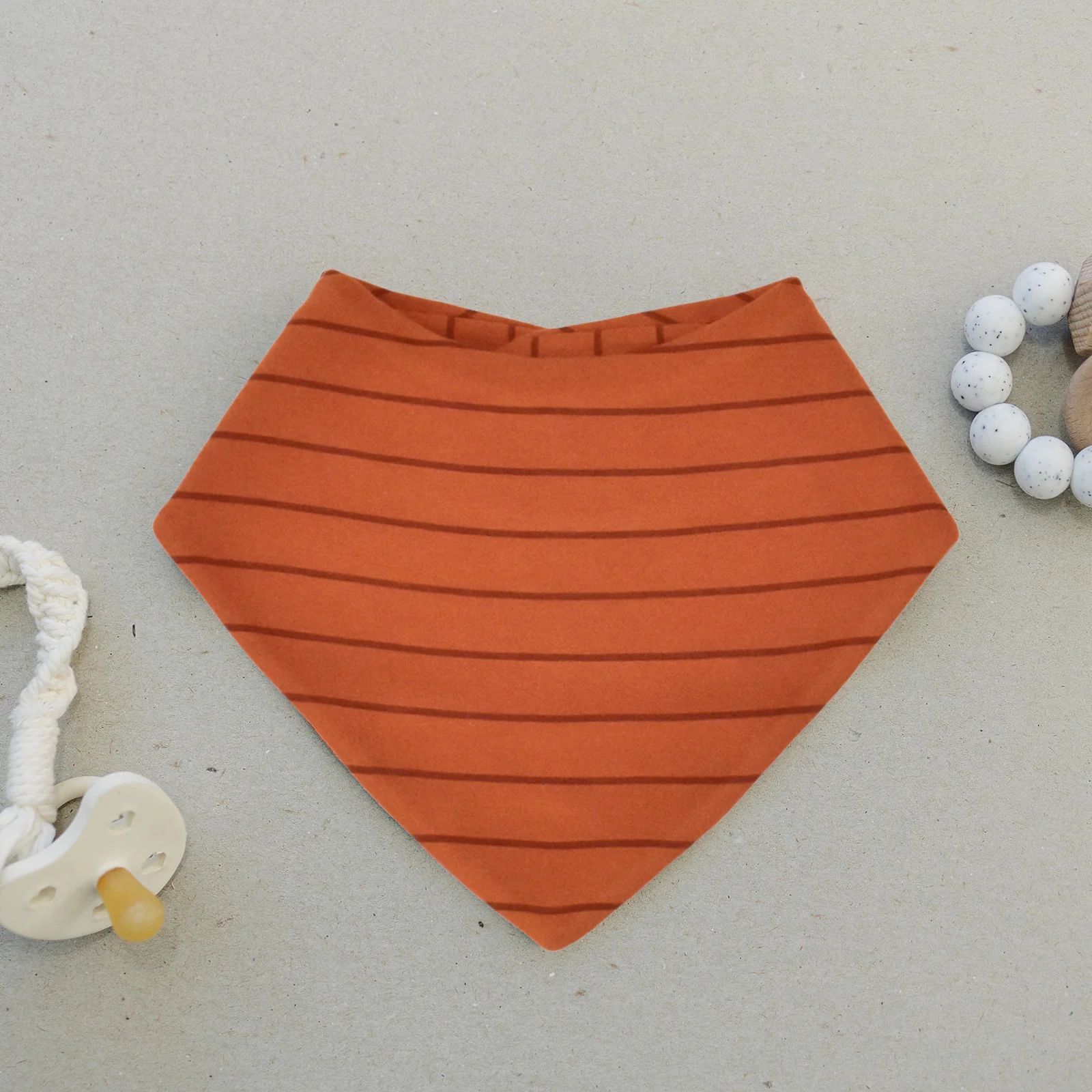 Bandana Bib Set, Merino Wool & Organic Cotton, Set of 2, Terracotta - Image 3