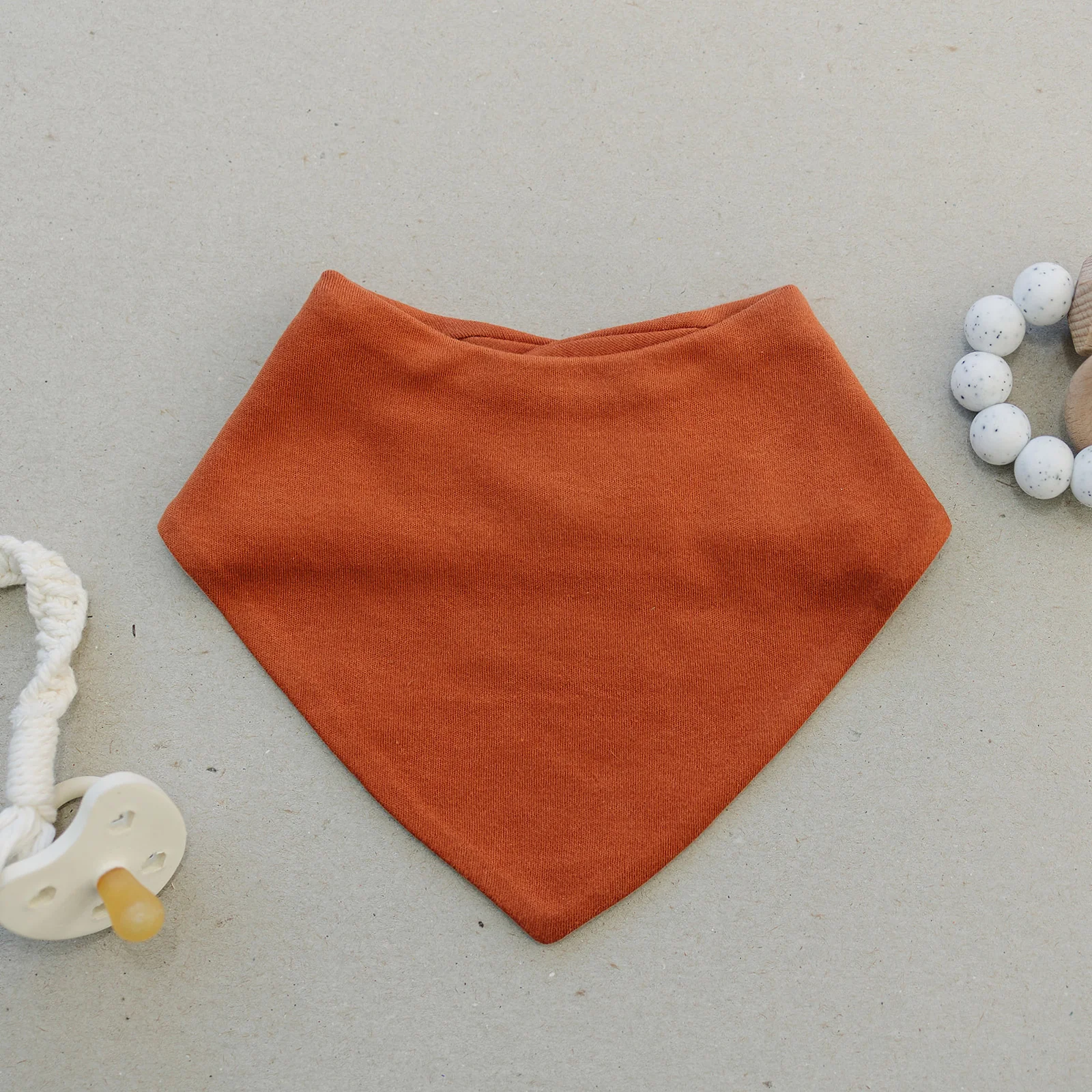 Bandana Bib Set, Merino Wool & Organic Cotton, Set of 2, Terracotta - Image 4