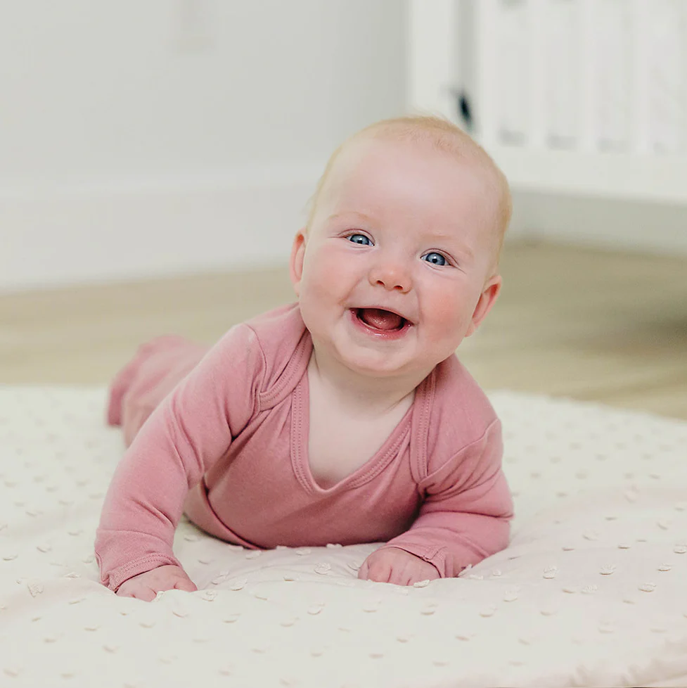 Baby Bodysuit, Long Sleeve, Merino Wool, Blush - Image 4