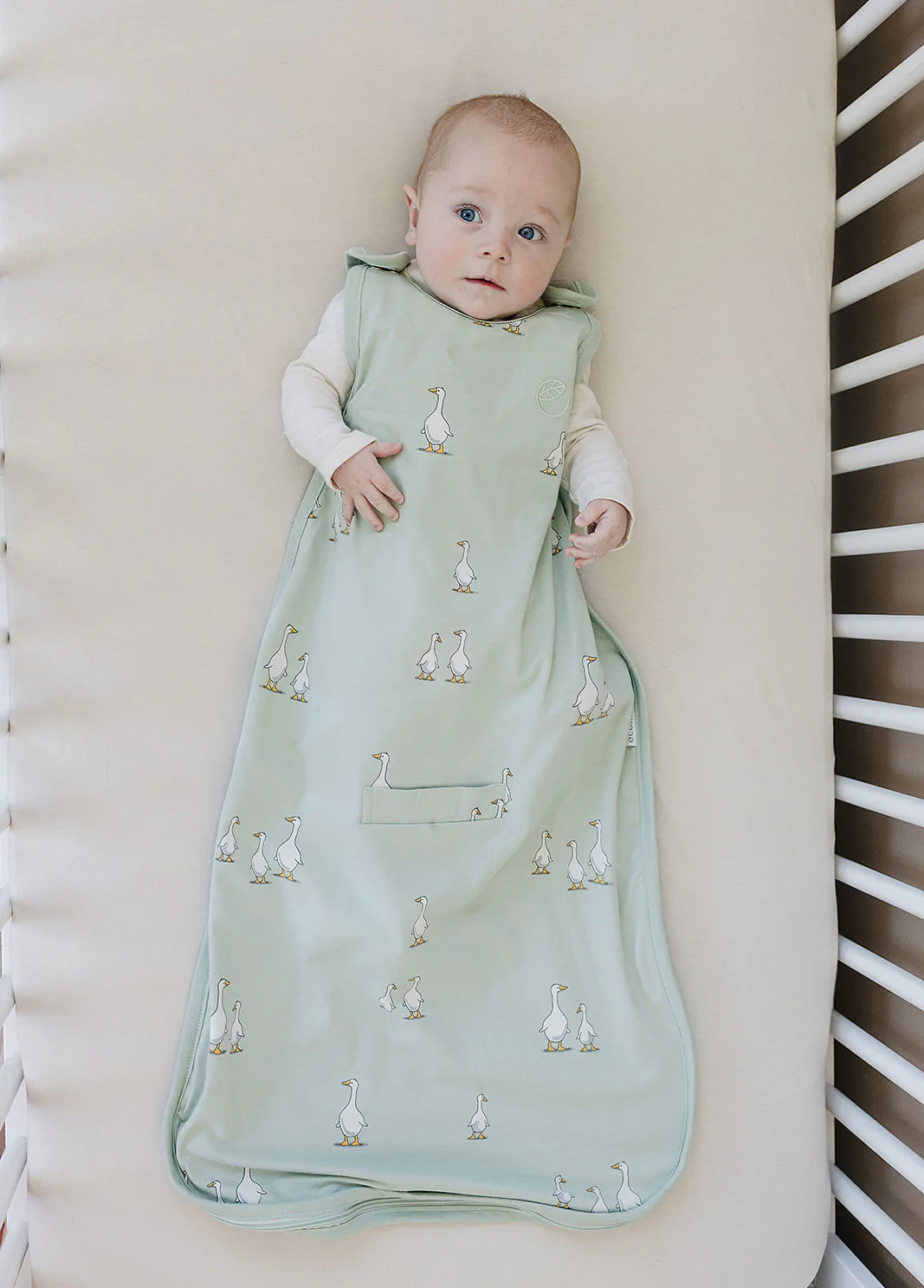 Ecolino® Adjustable Baby Sleep Bag, Organic Cotton, Universal Size: 2 Months - 2 Years, Goose - Image 3