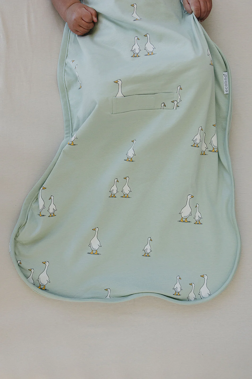 Ecolino® Adjustable Baby Sleep Bag, Organic Cotton, Universal Size: 2 Months - 2 Years, Goose - Image 6
