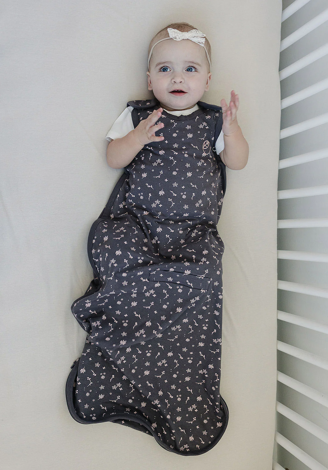 Ecolino® Adjustable Baby Sleep Bag, Organic Cotton, Universal Size: 2 Months - 2 Years, Small Flower - Image 5