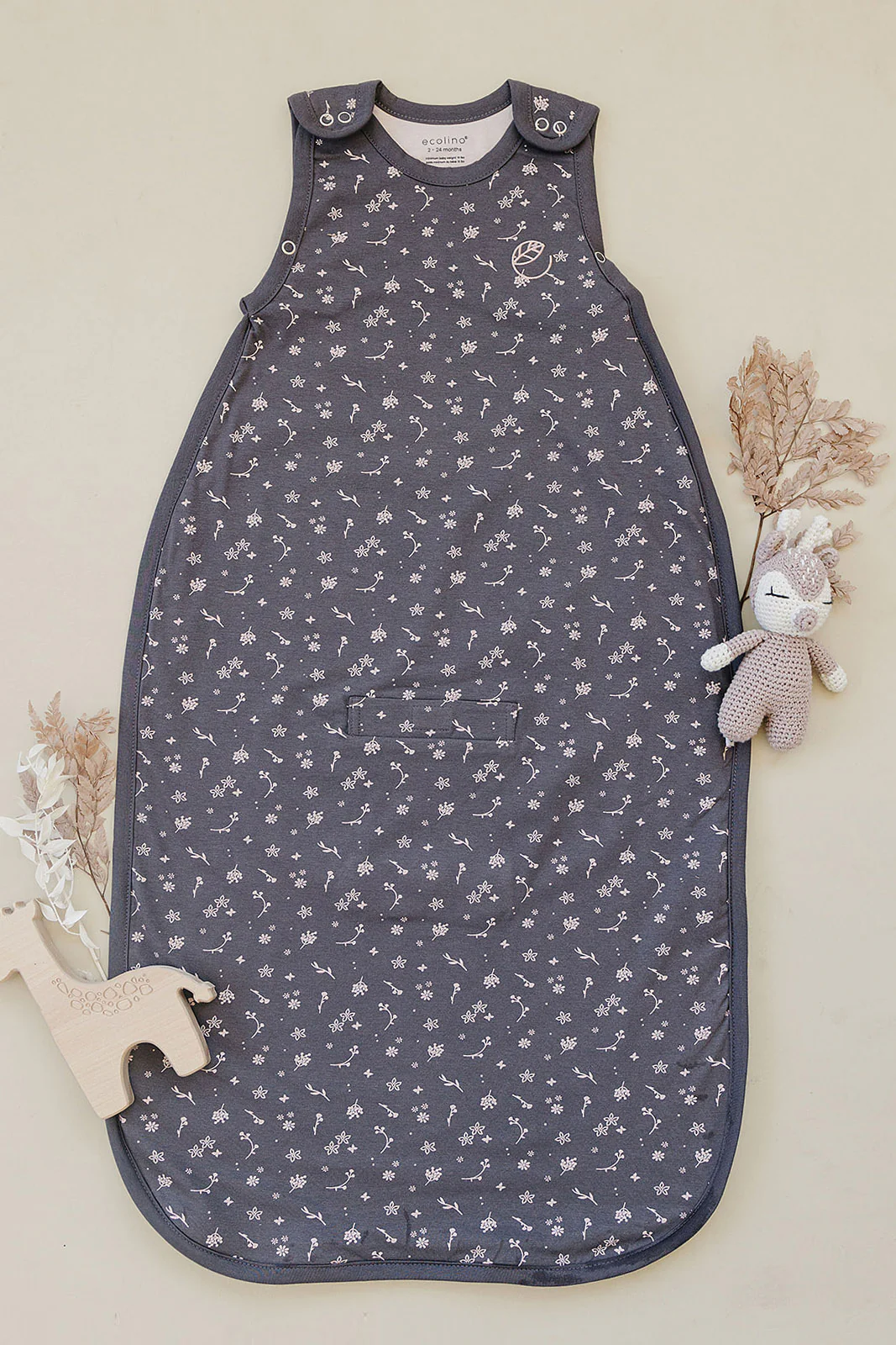 Ecolino® Adjustable Baby Sleep Bag, Organic Cotton, Universal Size: 2 Months - 2 Years, Small Flower - Image 9