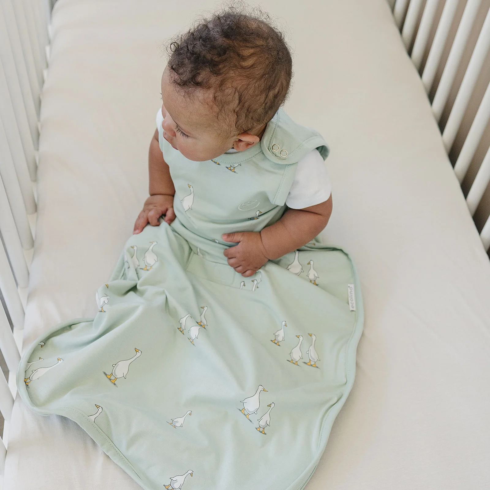 Ecolino® Adjustable Baby Sleep Bag, Organic Cotton, Universal Size: 2 Months - 2 Years, Goose - Image 5