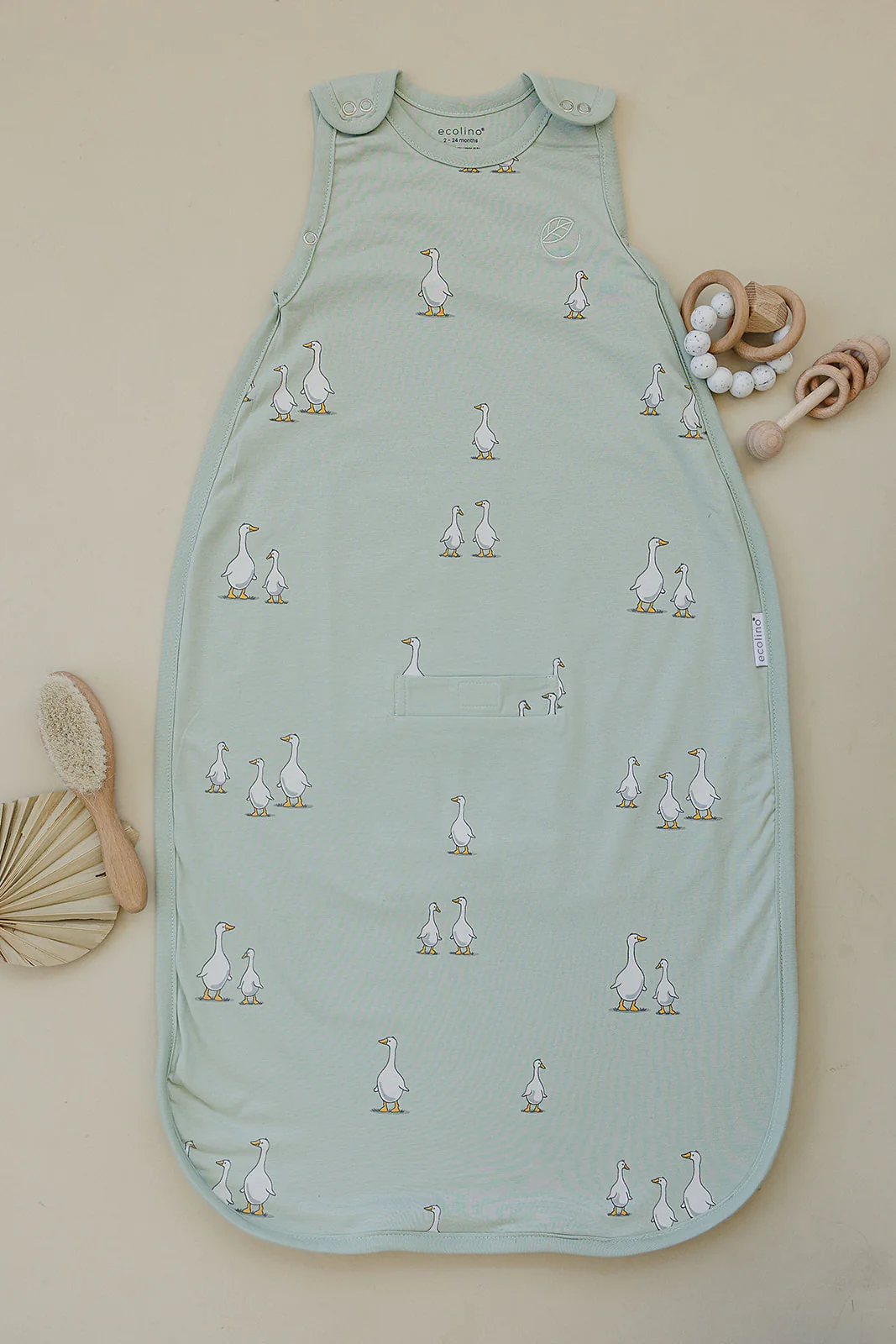 Ecolino® Adjustable Baby Sleep Bag, Organic Cotton, Universal Size: 2 Months - 2 Years, Goose - Image 10